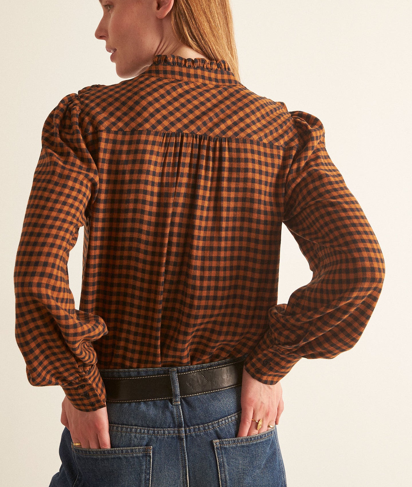 Chemise vichy caramel Abelia Faume - seconde main