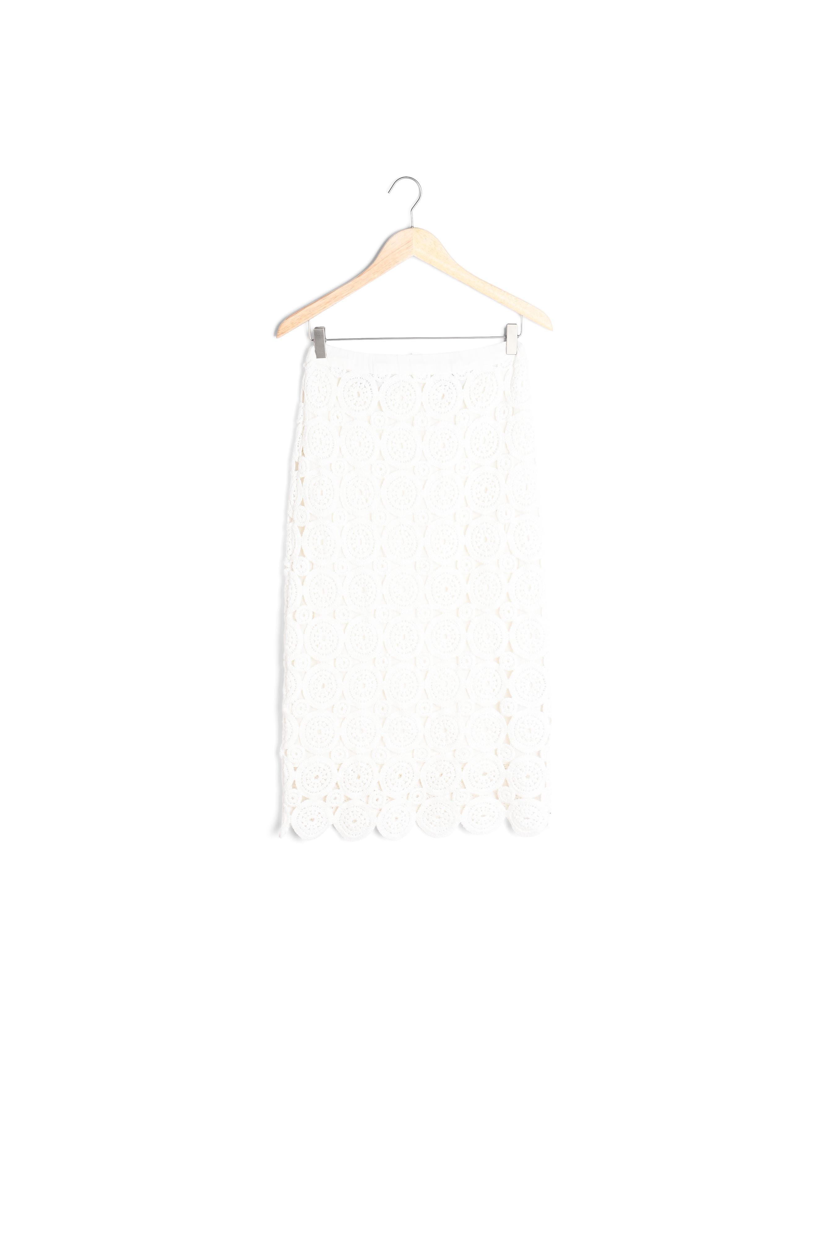 Jupe longue en crochet de coton blanc Dalia Faume - seconde main
