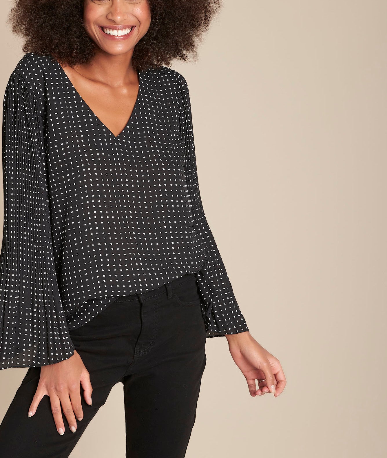 Blouse plissée à pois Morgane Faume - seconde main