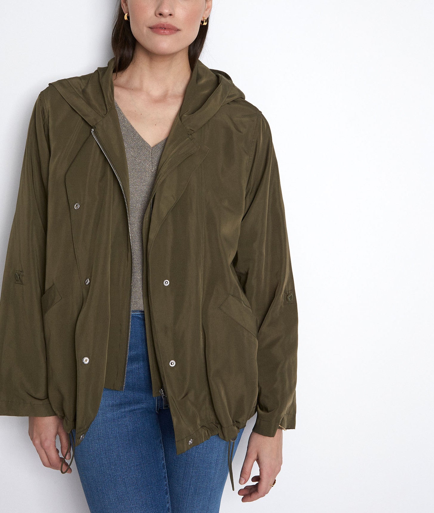 Parka courte à capuche kaki Garice Faume - seconde main