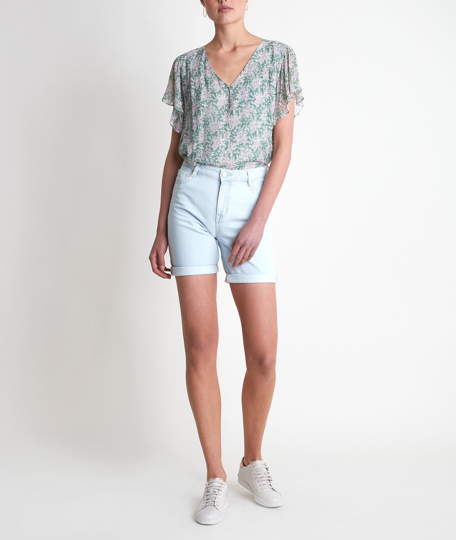 Blouse imprimée mauve pâle Elou Faume - seconde main