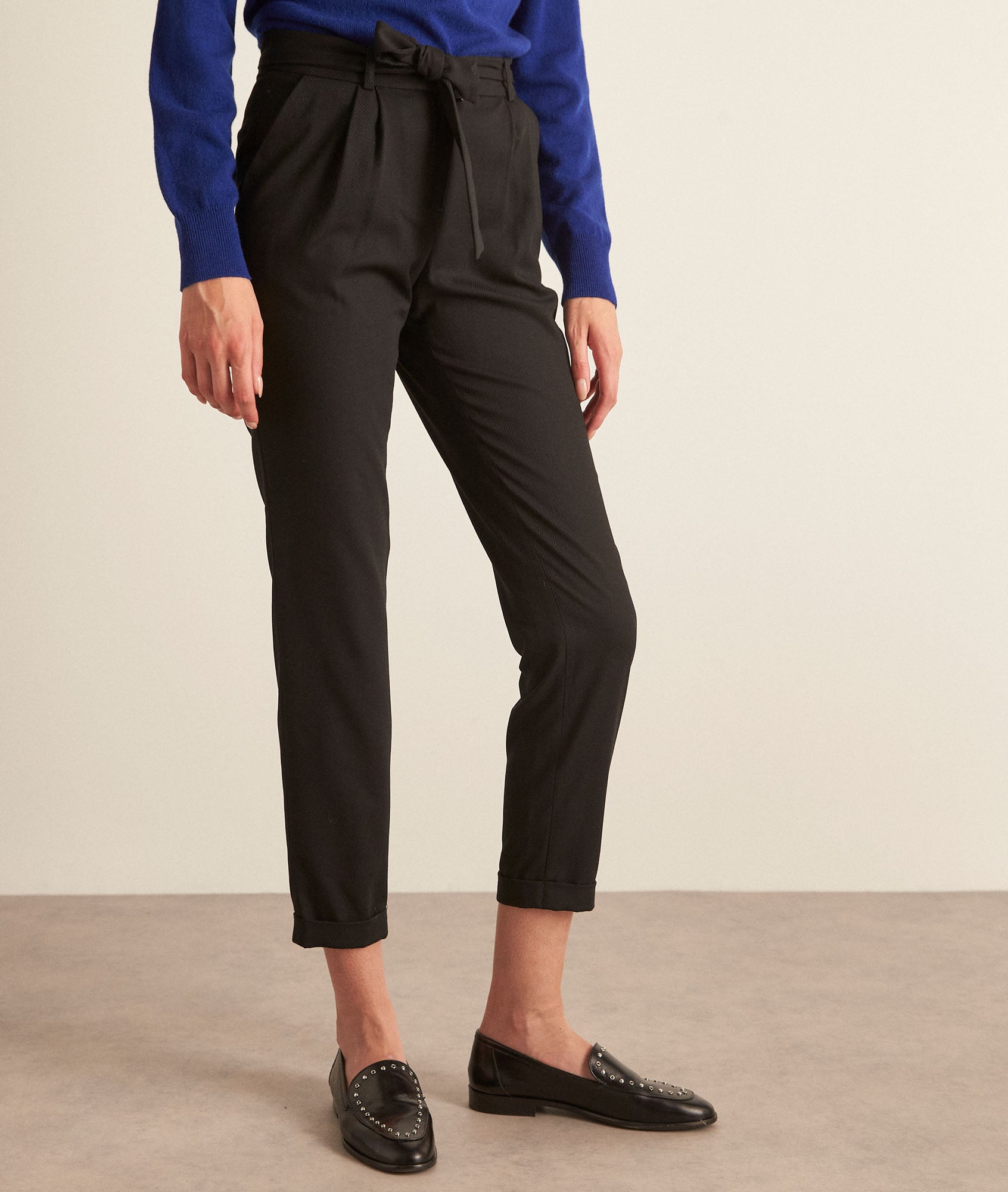 Pantalon cigarette taille haute noir Feodore Faume - seconde main