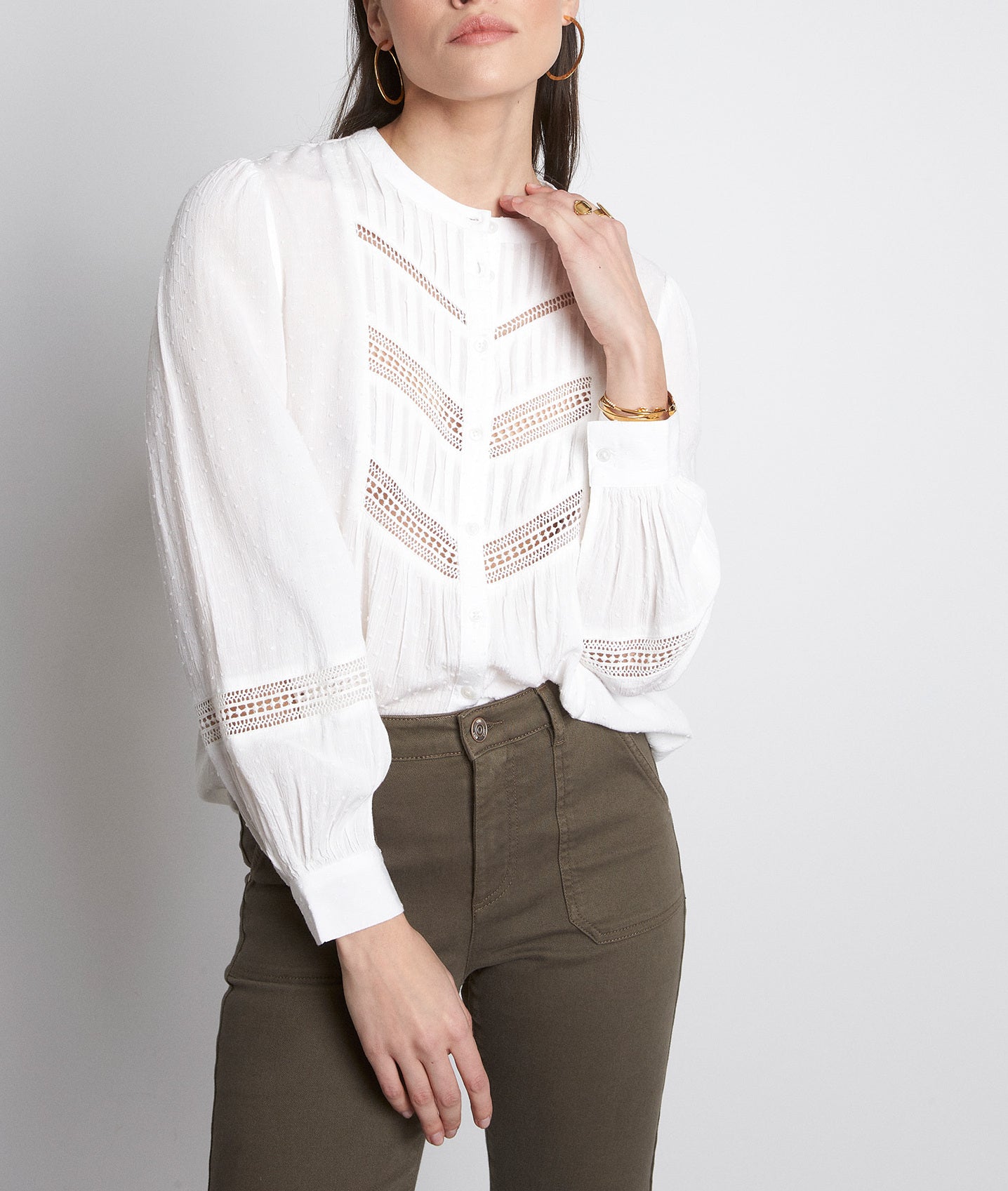 Blouse à dentelle en coton crème Lisa Faume - seconde main