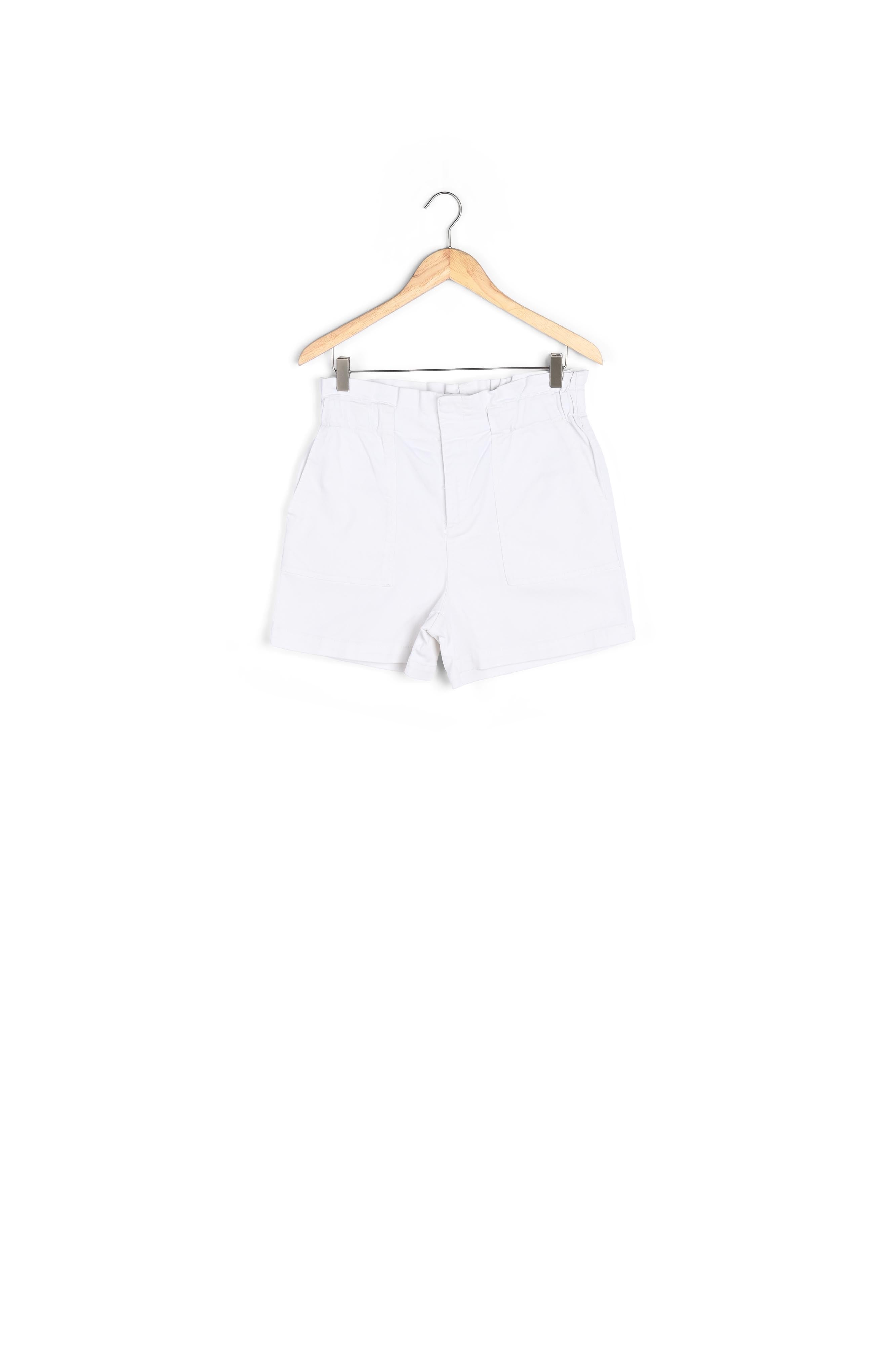 Short paper bag ceinturé en coton blanc Beverly Faume - seconde main