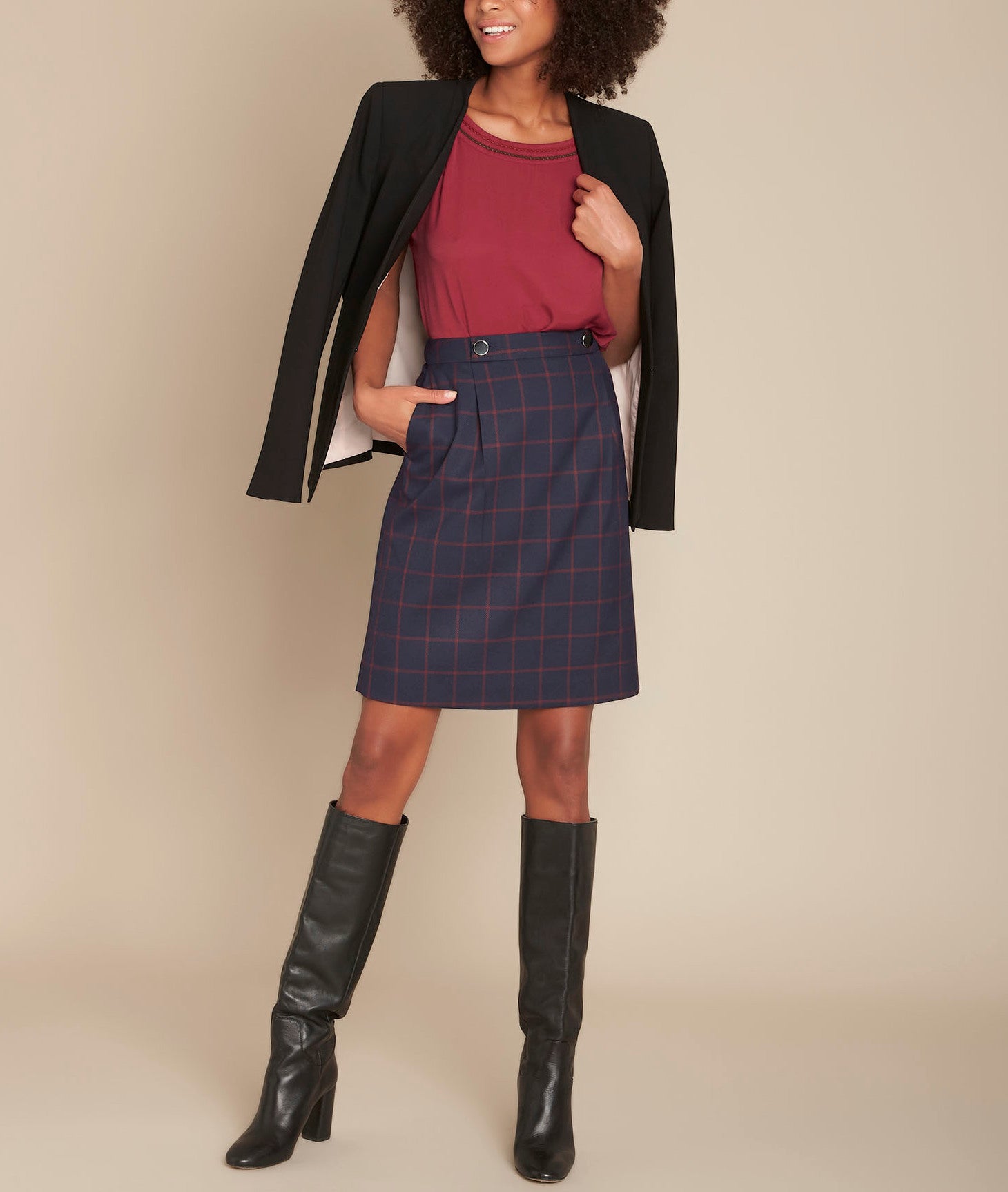 Jupe à carreaux Kate Faume - seconde main