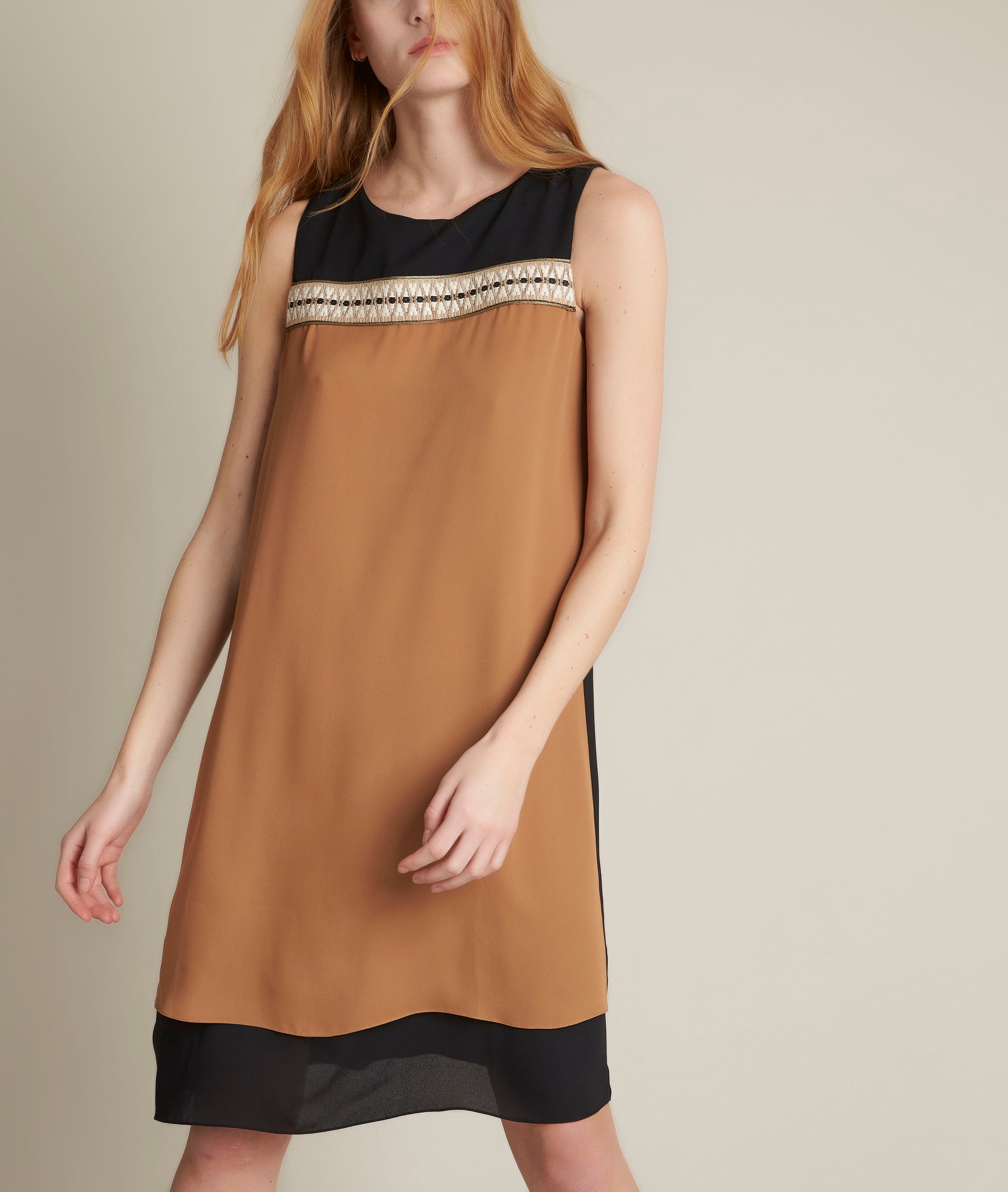 Robe colorblock droite tabac Isola Faume - seconde main