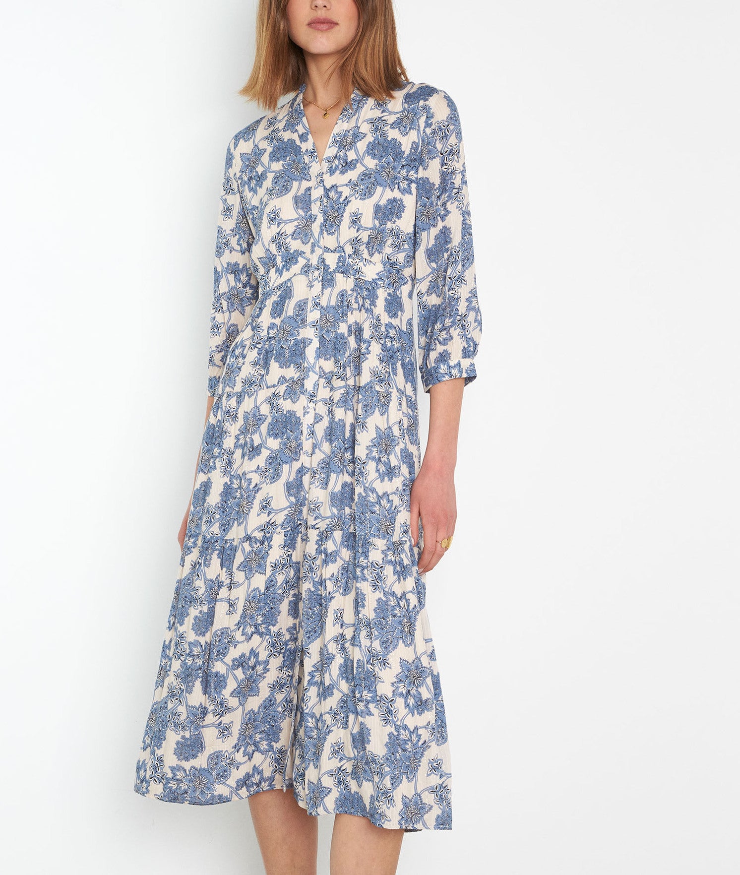 Robe longue imprimée bleu ciel Carola Faume - seconde main