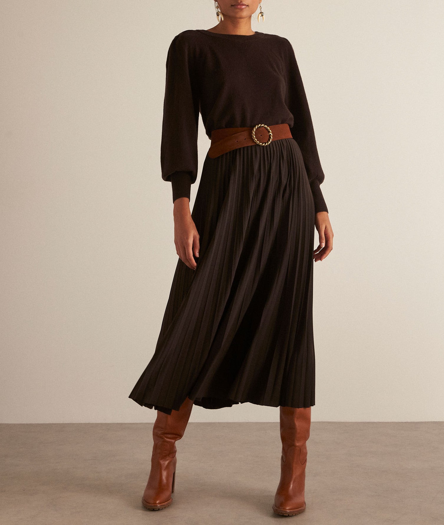 Jupe plissée marron Elara Faume - seconde main