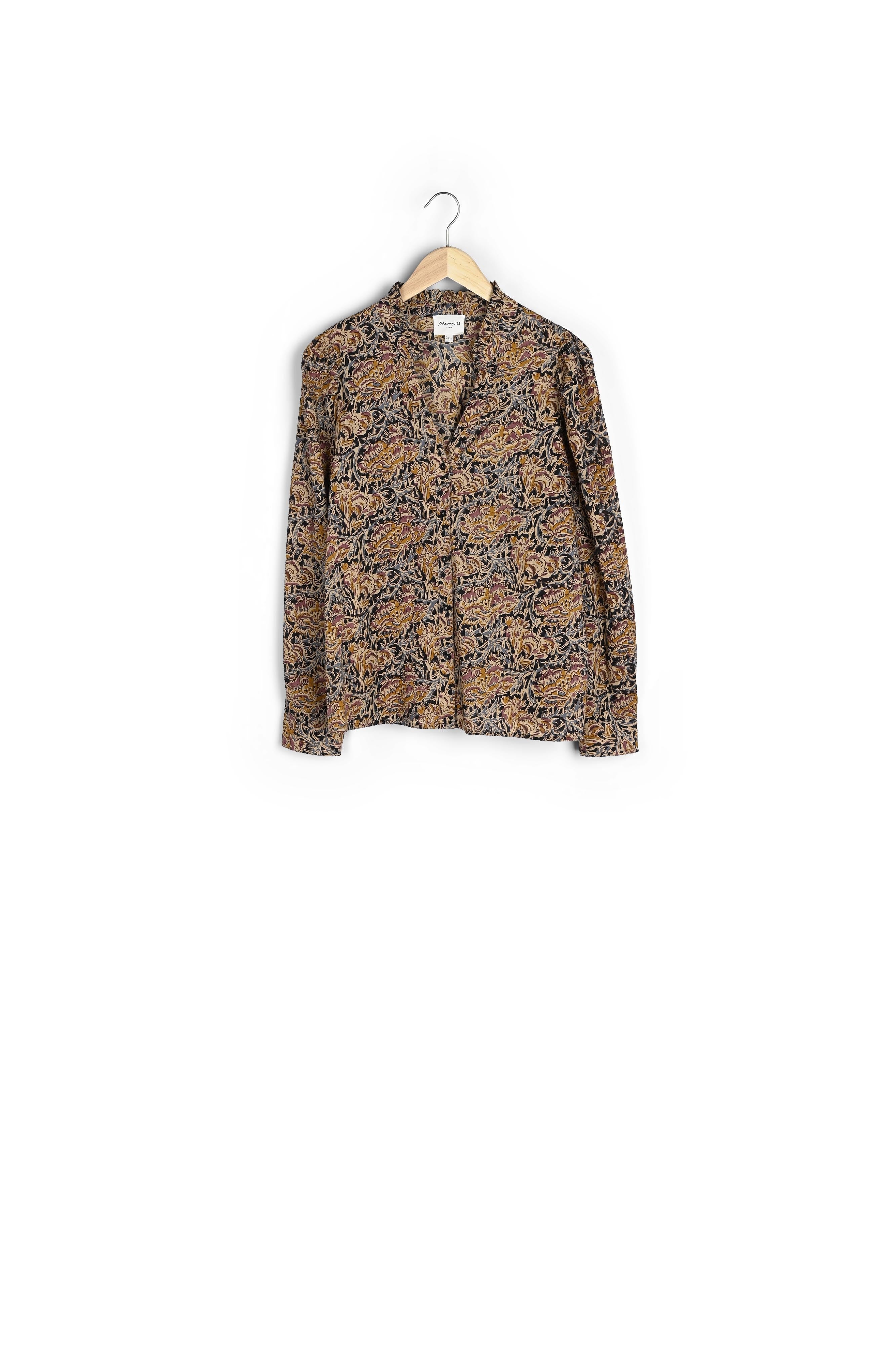 Chemisier fleuri en coton ocre CAROLINE Faume - seconde main