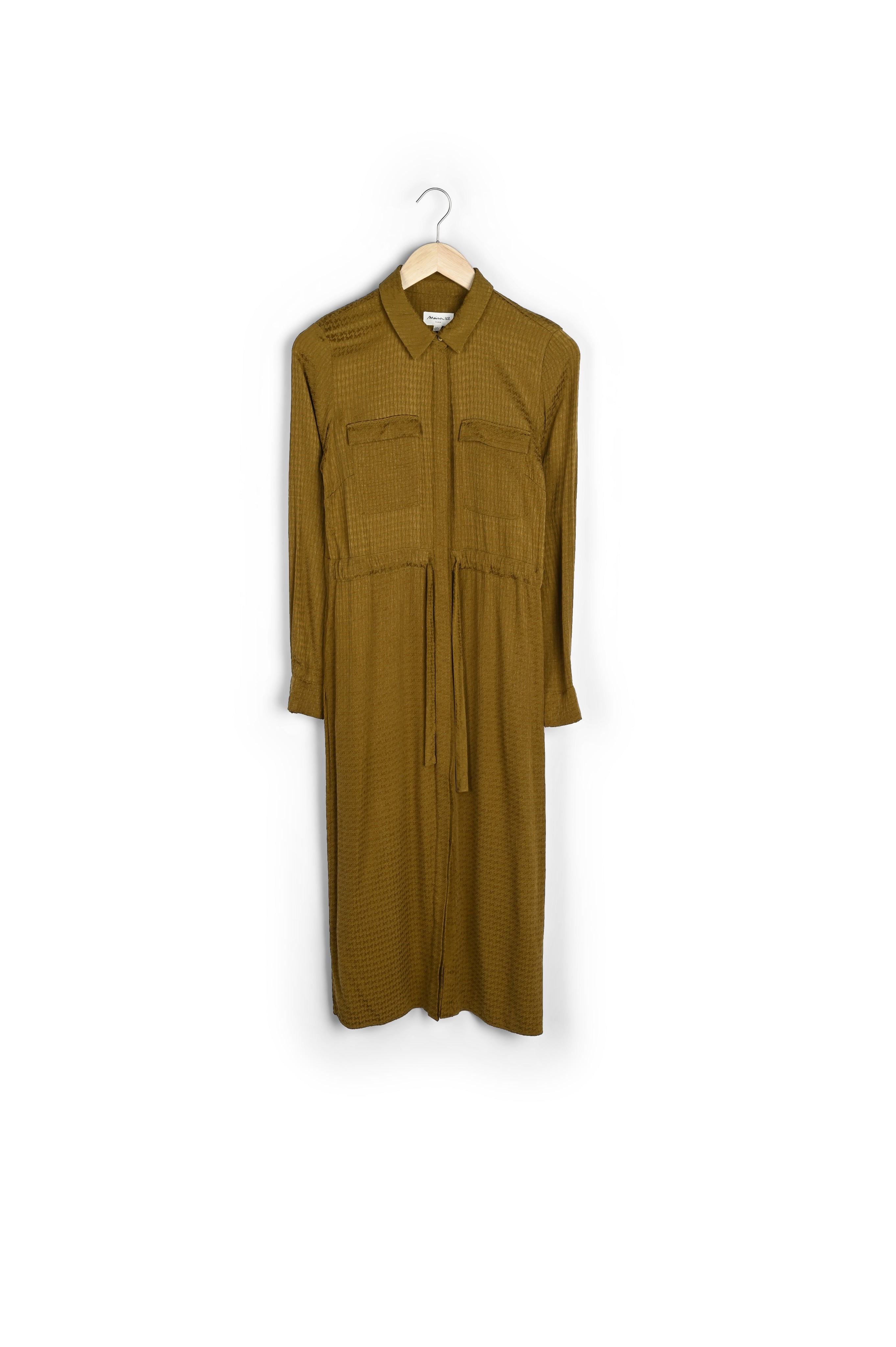 Robe chemise midi en jacquard bronze Sylvie Faume - seconde main