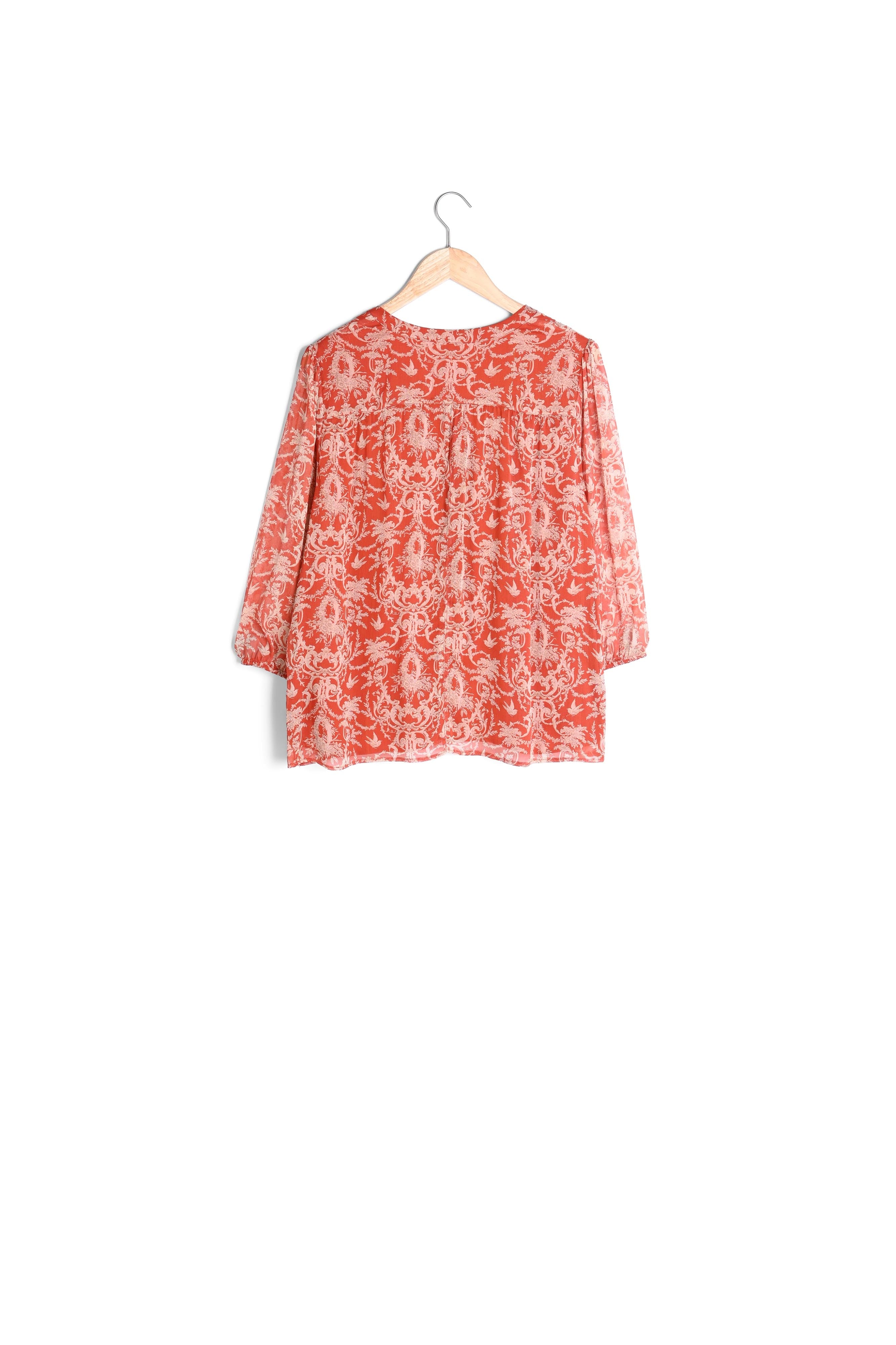 Blouse orange imprimée Elsa Faume - seconde main