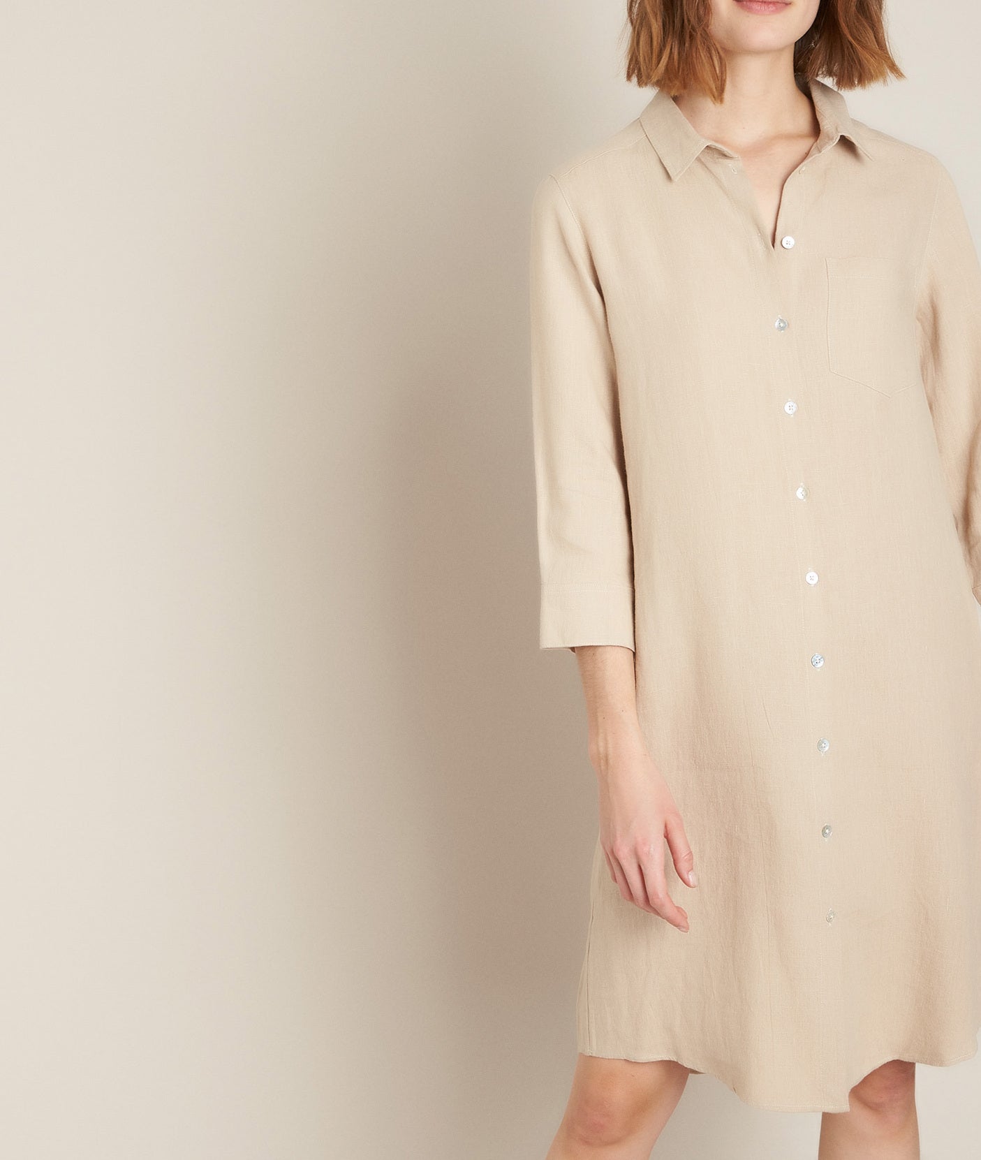 Robe chemise en lin beige Céline Faume - seconde main