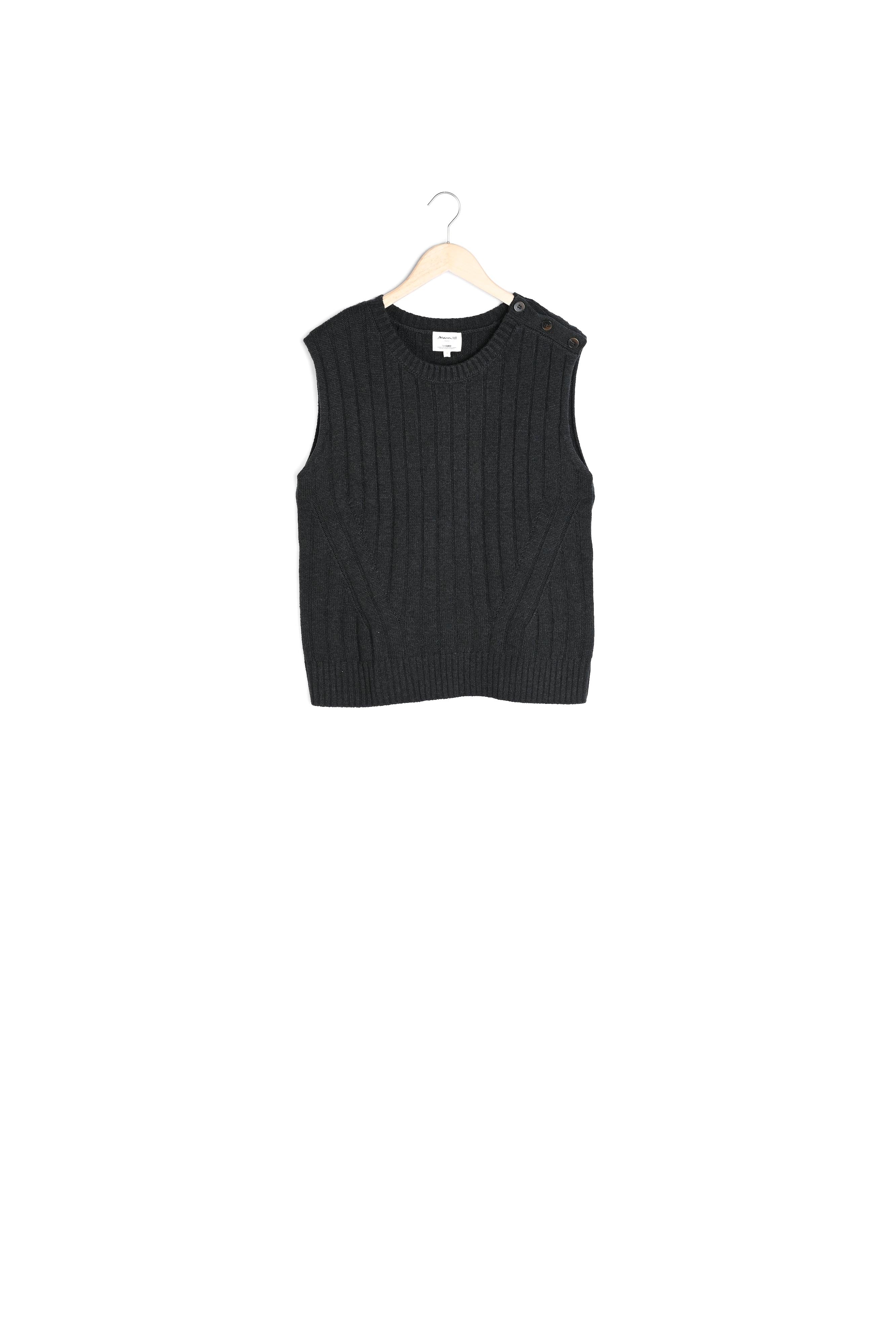Pull sans manches vert en laine responsable et yack Balentin Faume - seconde main