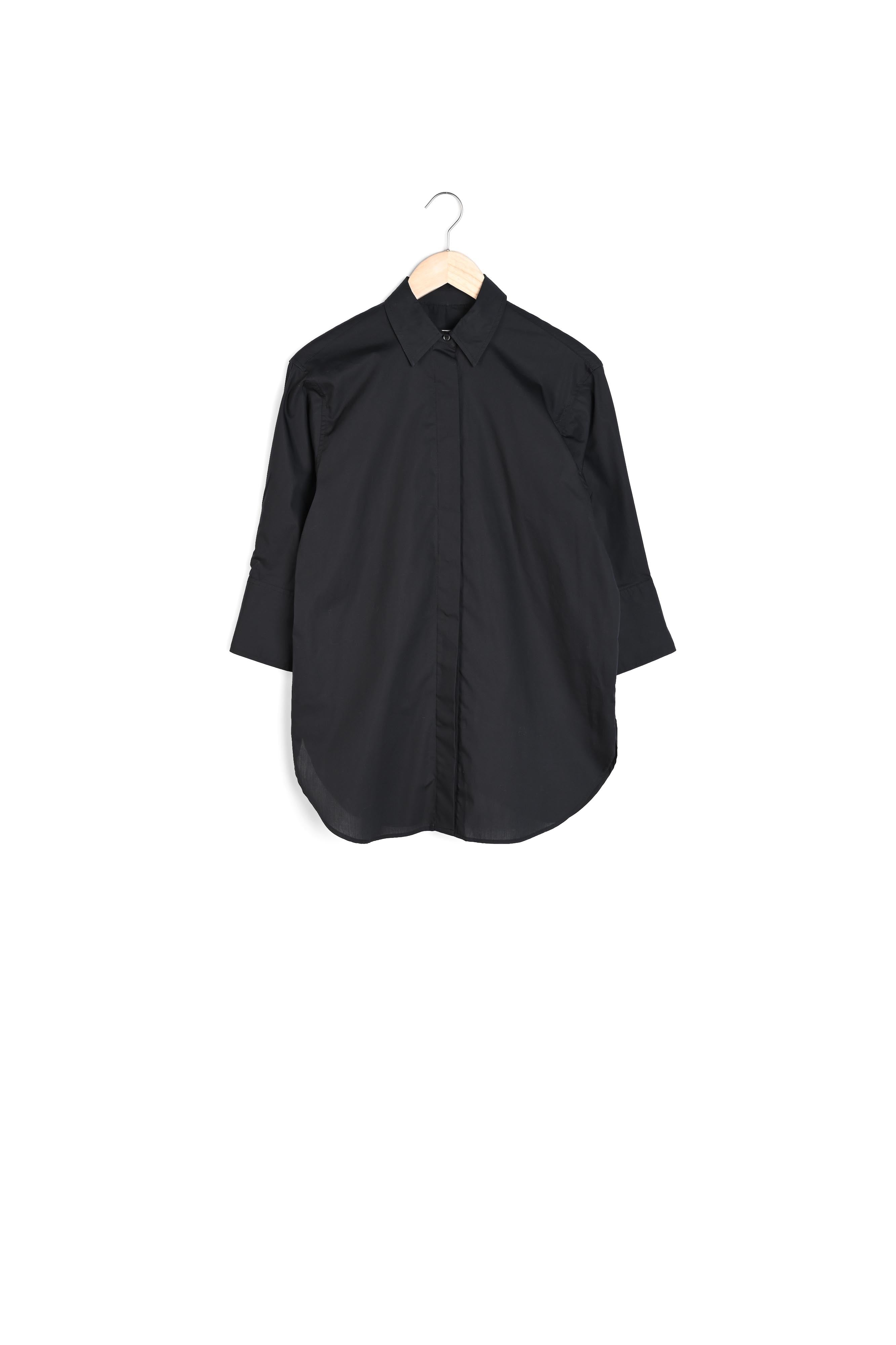 Chemise oversize en coton bio noir Adoline Faume - seconde main