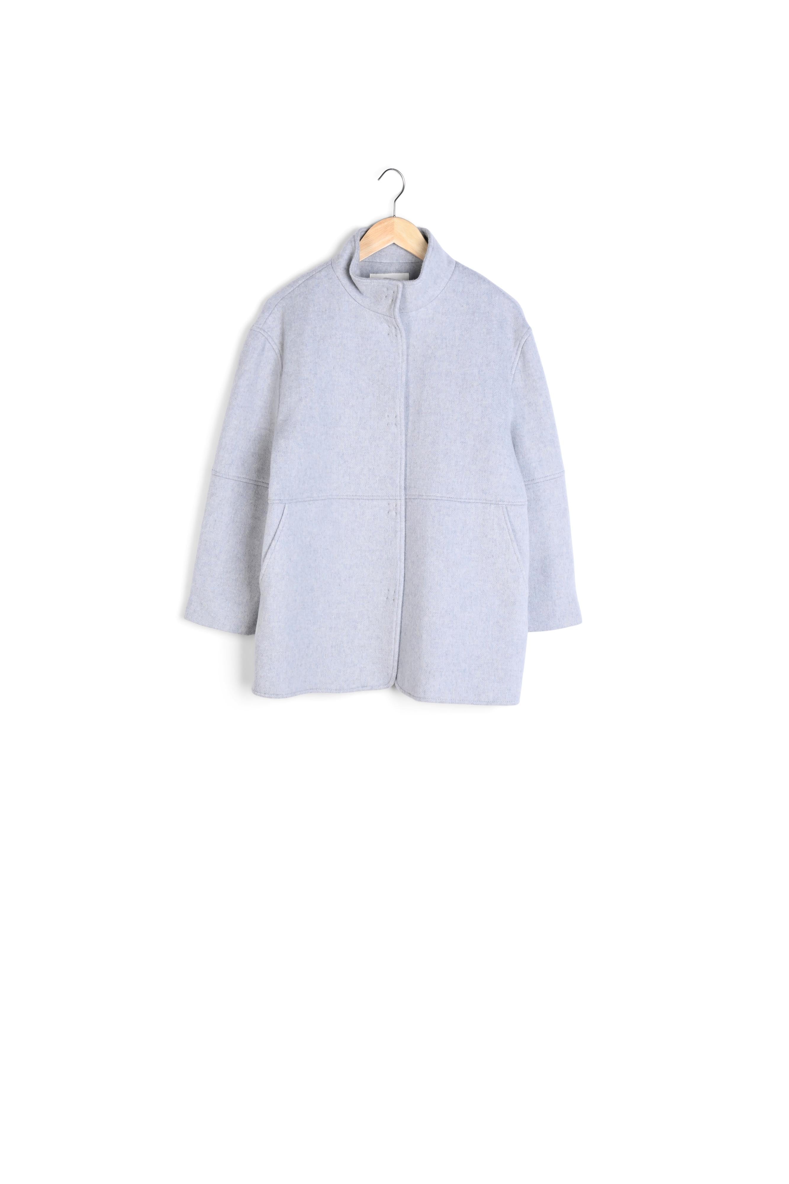 Manteau court en laine bleu ciel Lamia Faume - seconde main