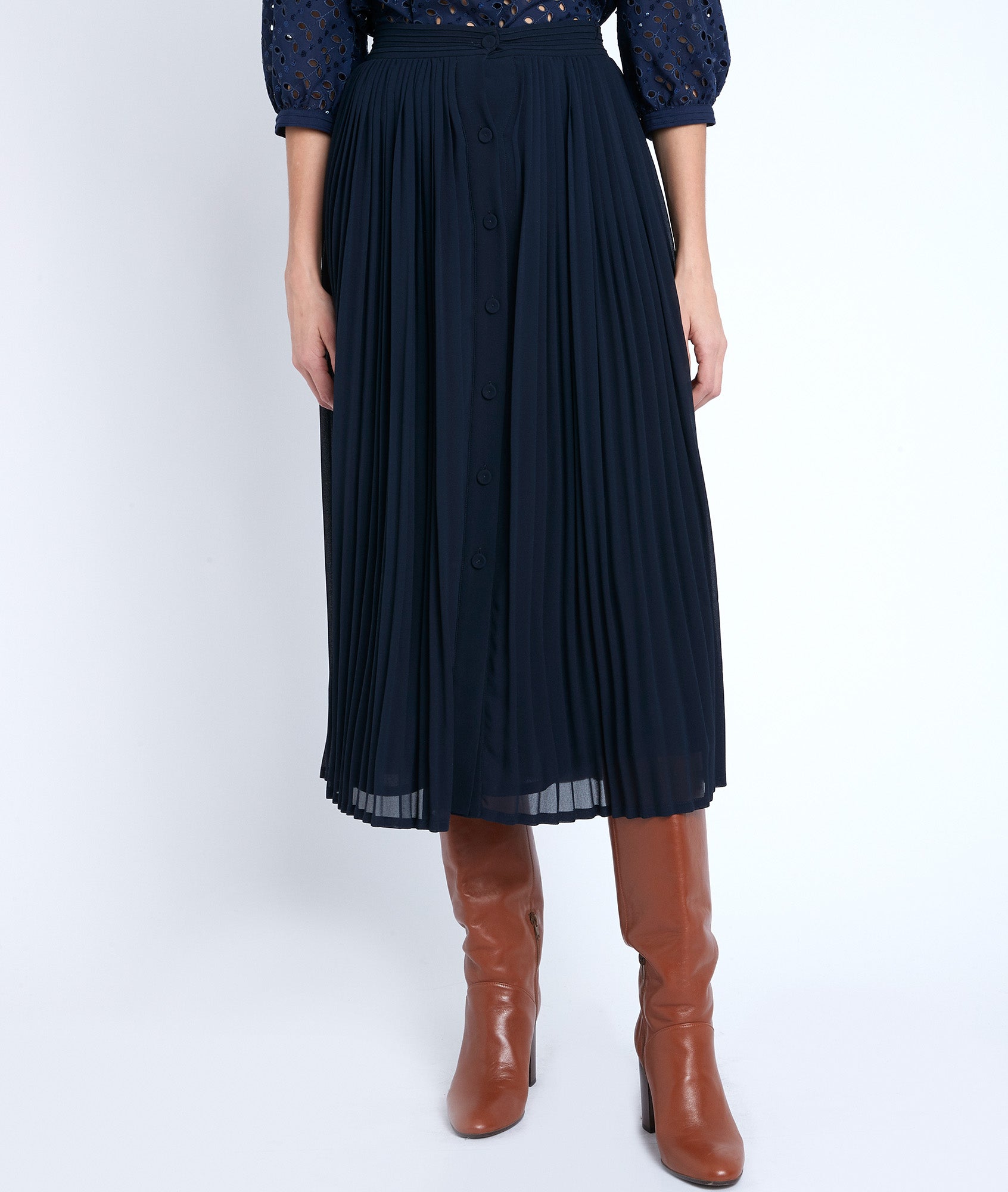 Jupe plissée marine Eva Faume - seconde main