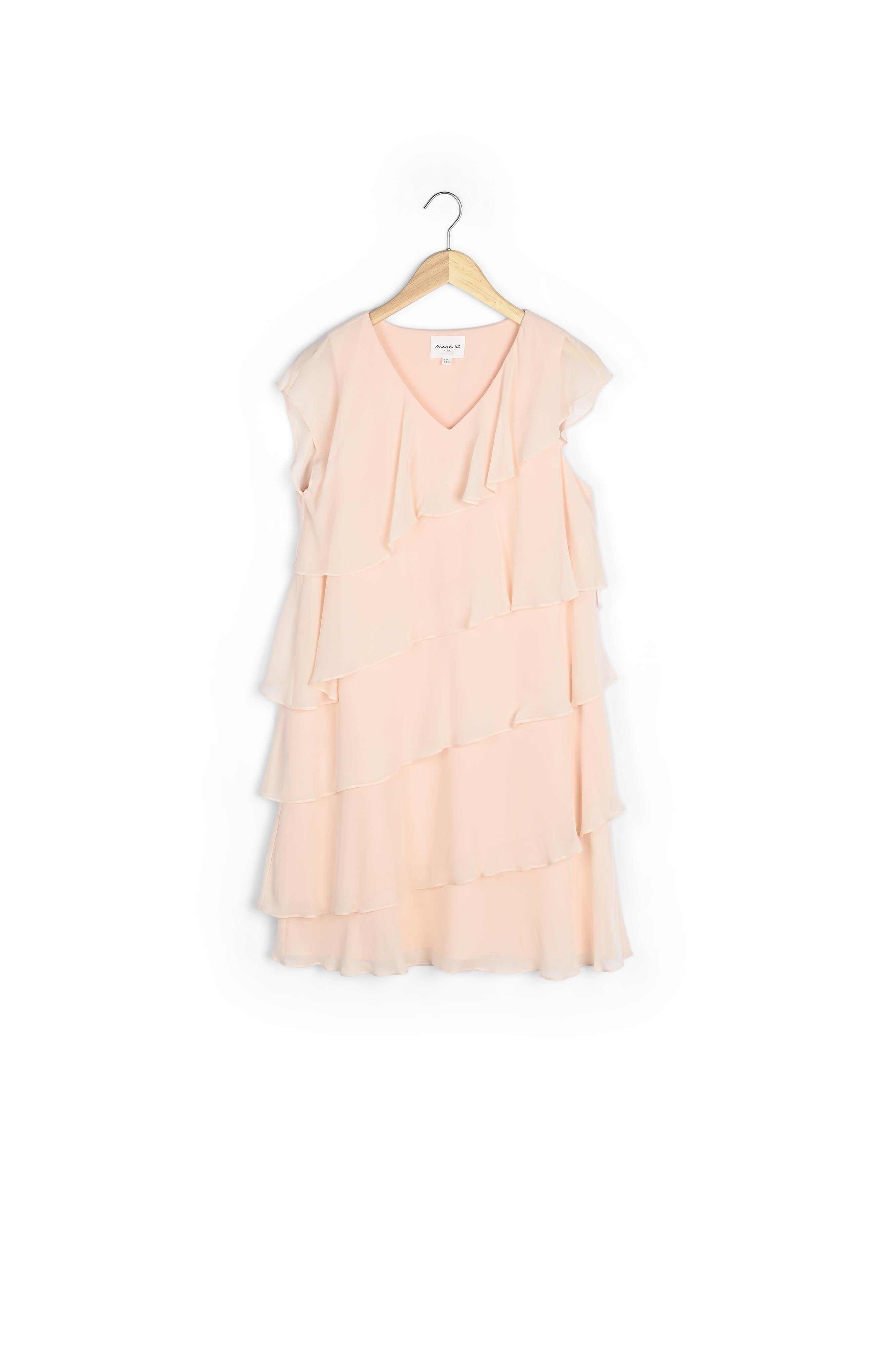 Robe nude en soie à volants Oly Faume - seconde main