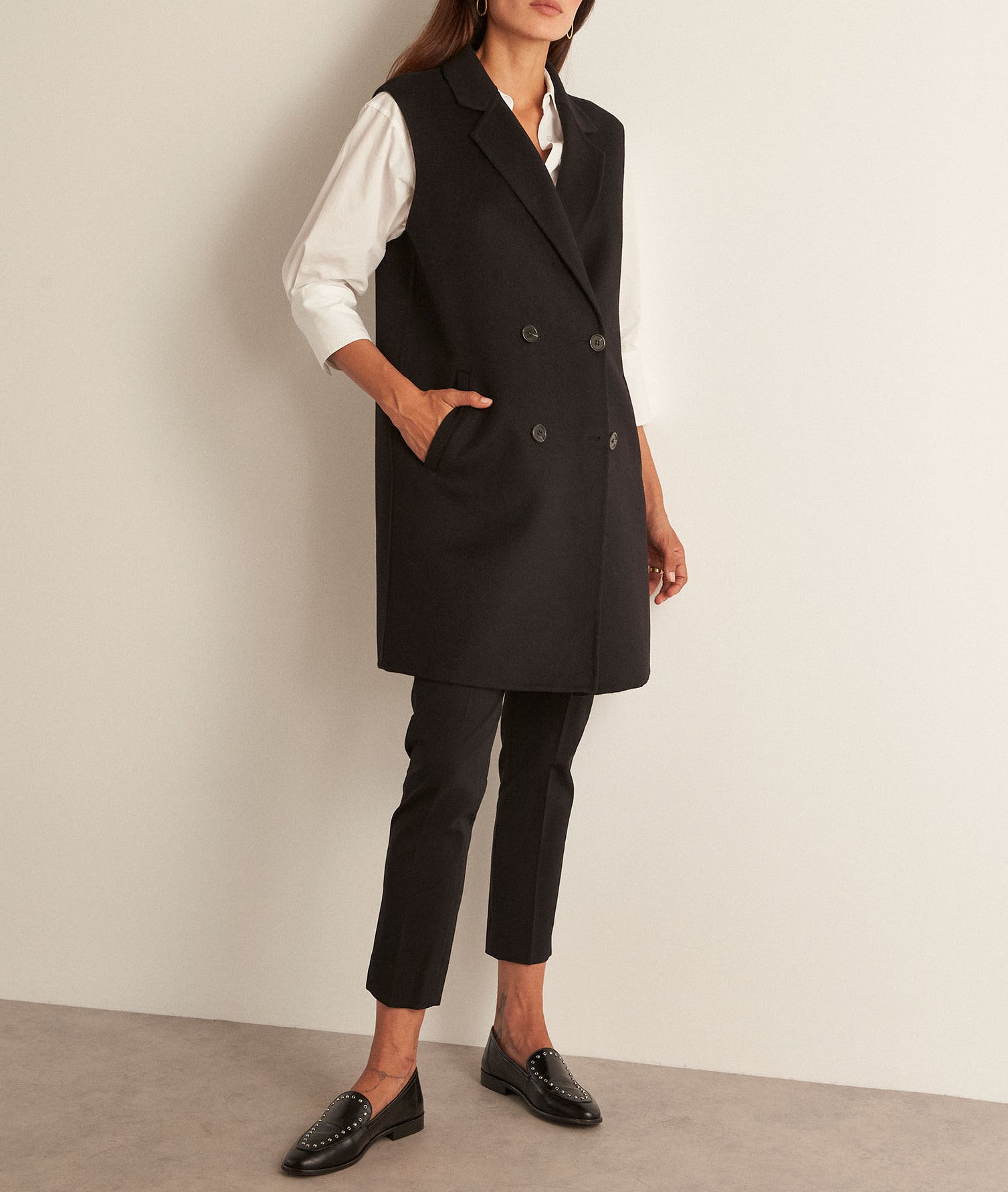 Veste de tailleur sans manches noire Maeva Faume - seconde main