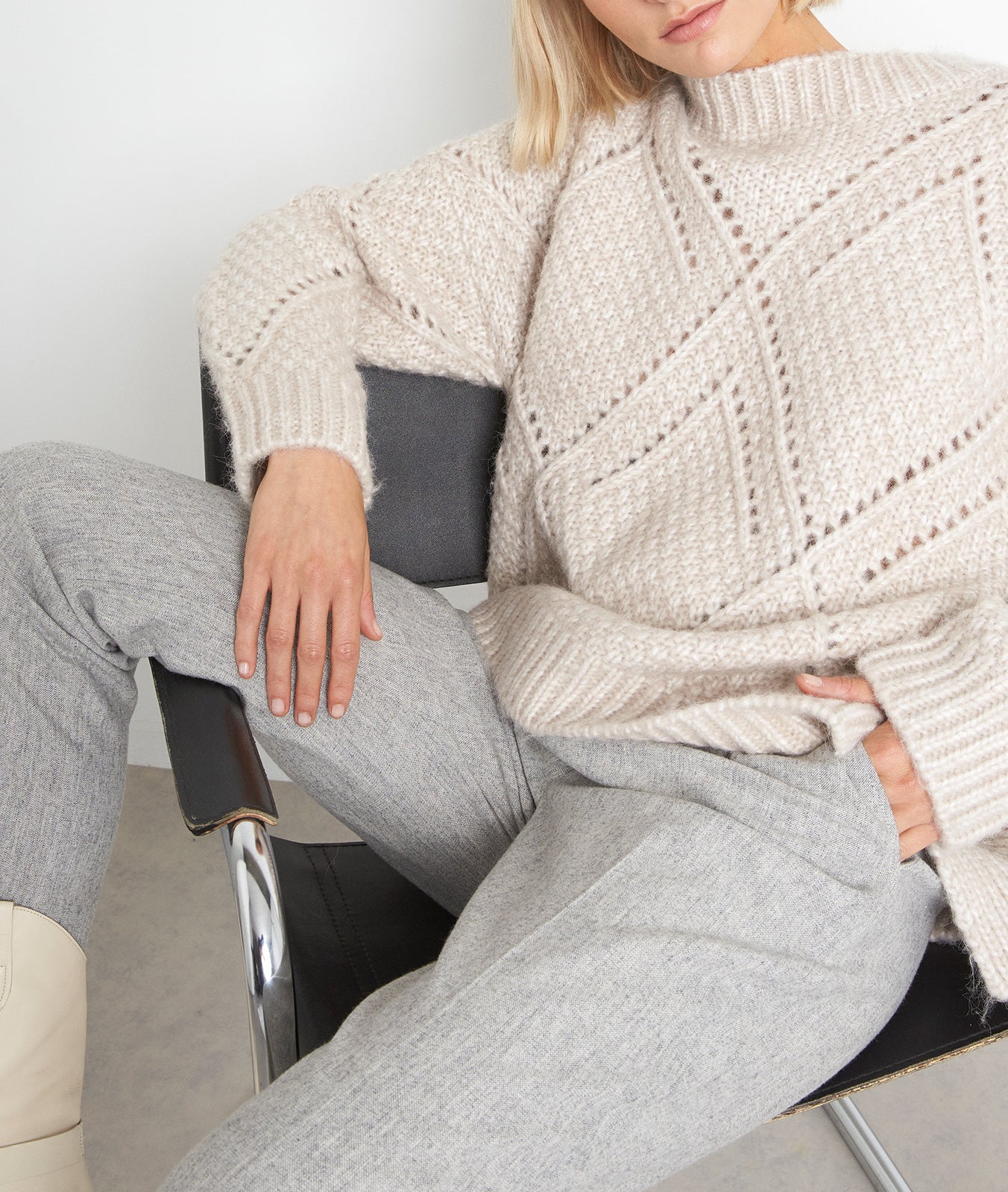 Pull oversize graphique crème Timael Faume - seconde main