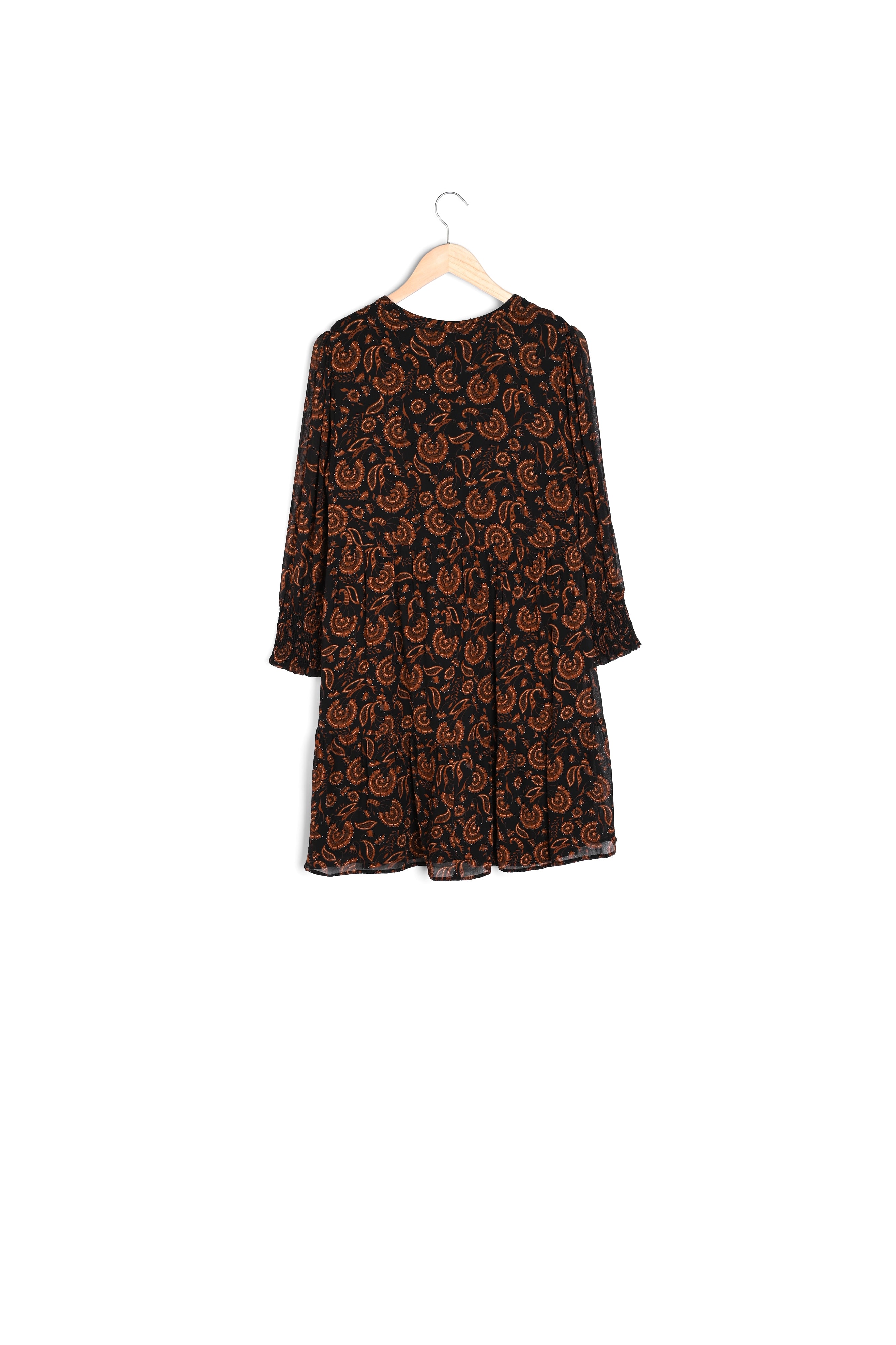 robe courte imprimée noire et brique Nadira Faume - seconde main