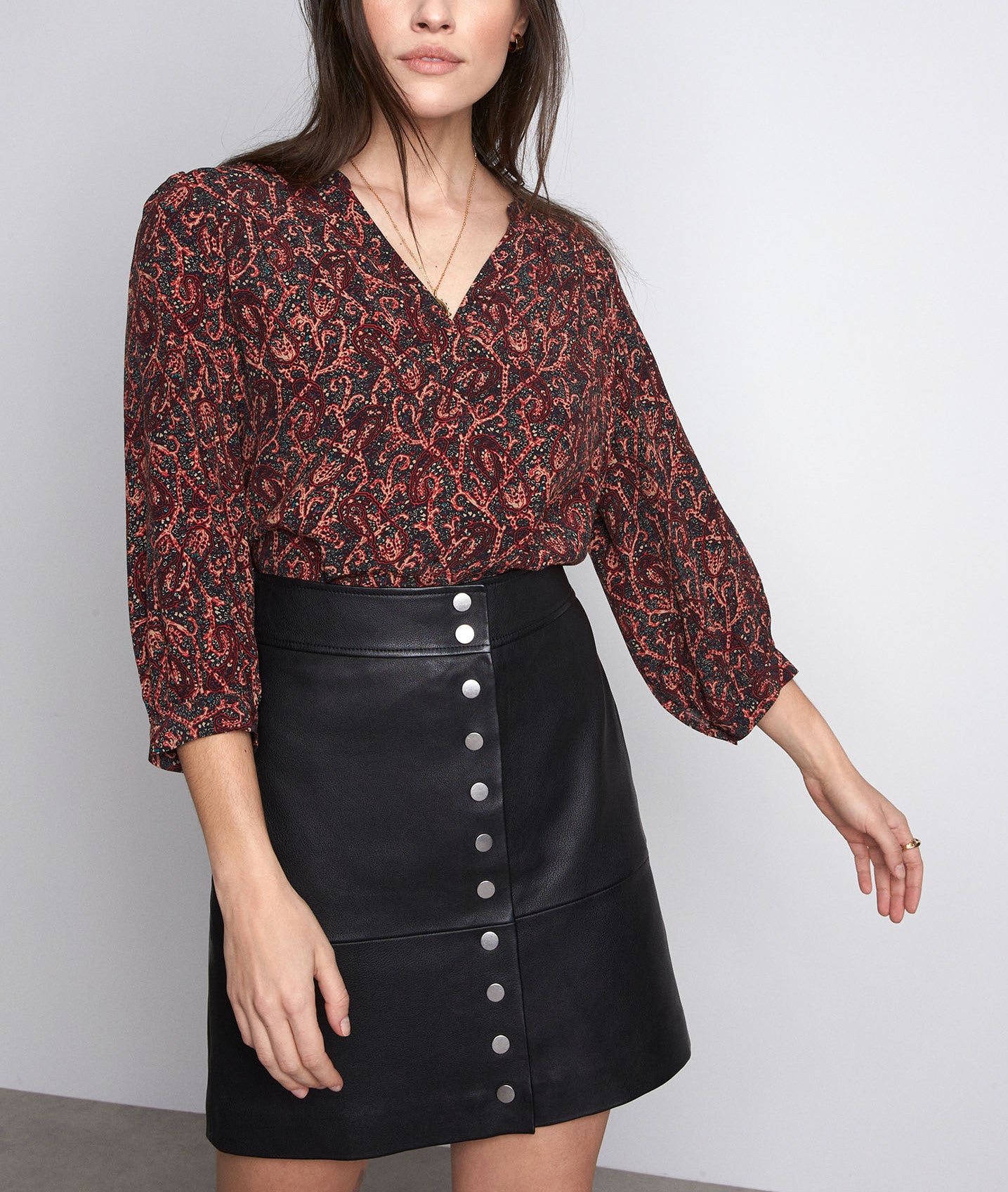 Blouse fluide imprimée brique Elsa Faume - seconde main