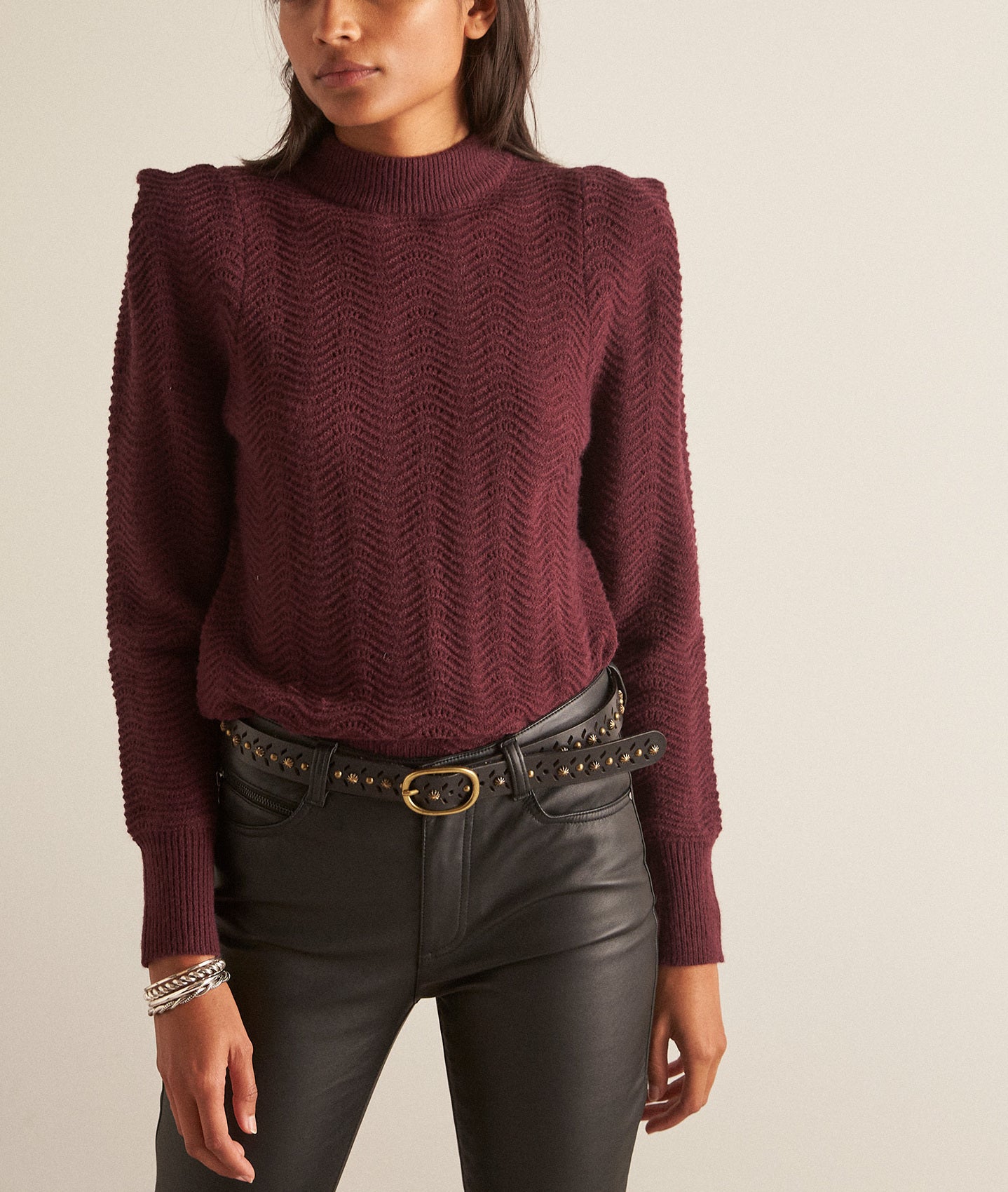 Pull à épaulettes bordeaux Berberis Faume - seconde main