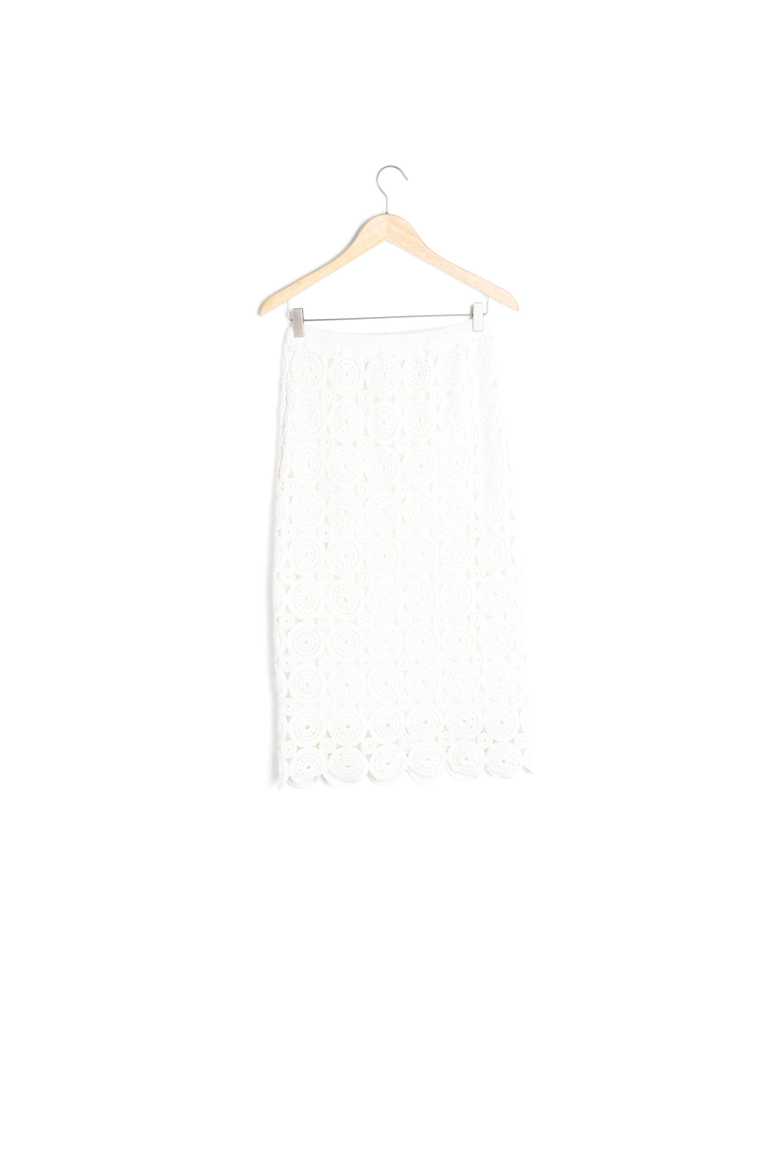 Jupe longue en crochet de coton blanc Dalia Faume - seconde main