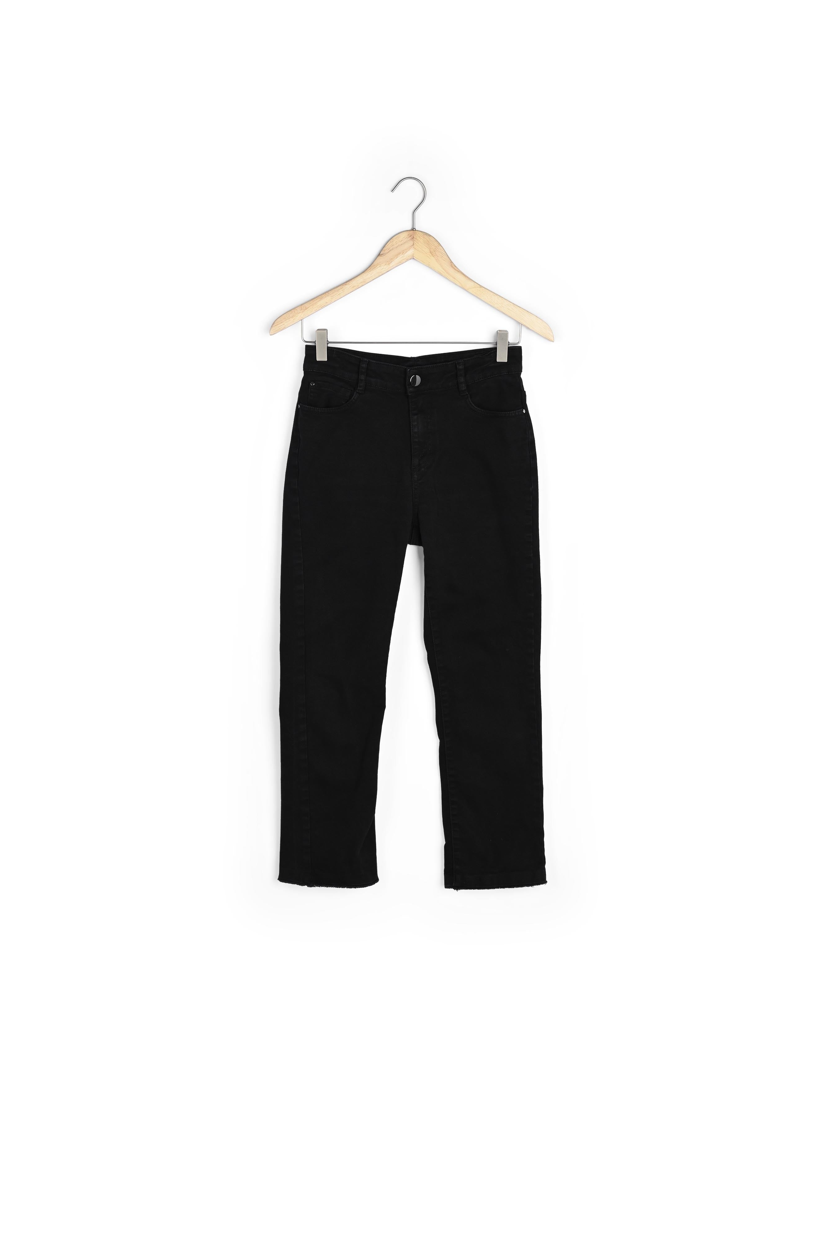 Jean droit à bords francs en coton noir Patience Faume - seconde main