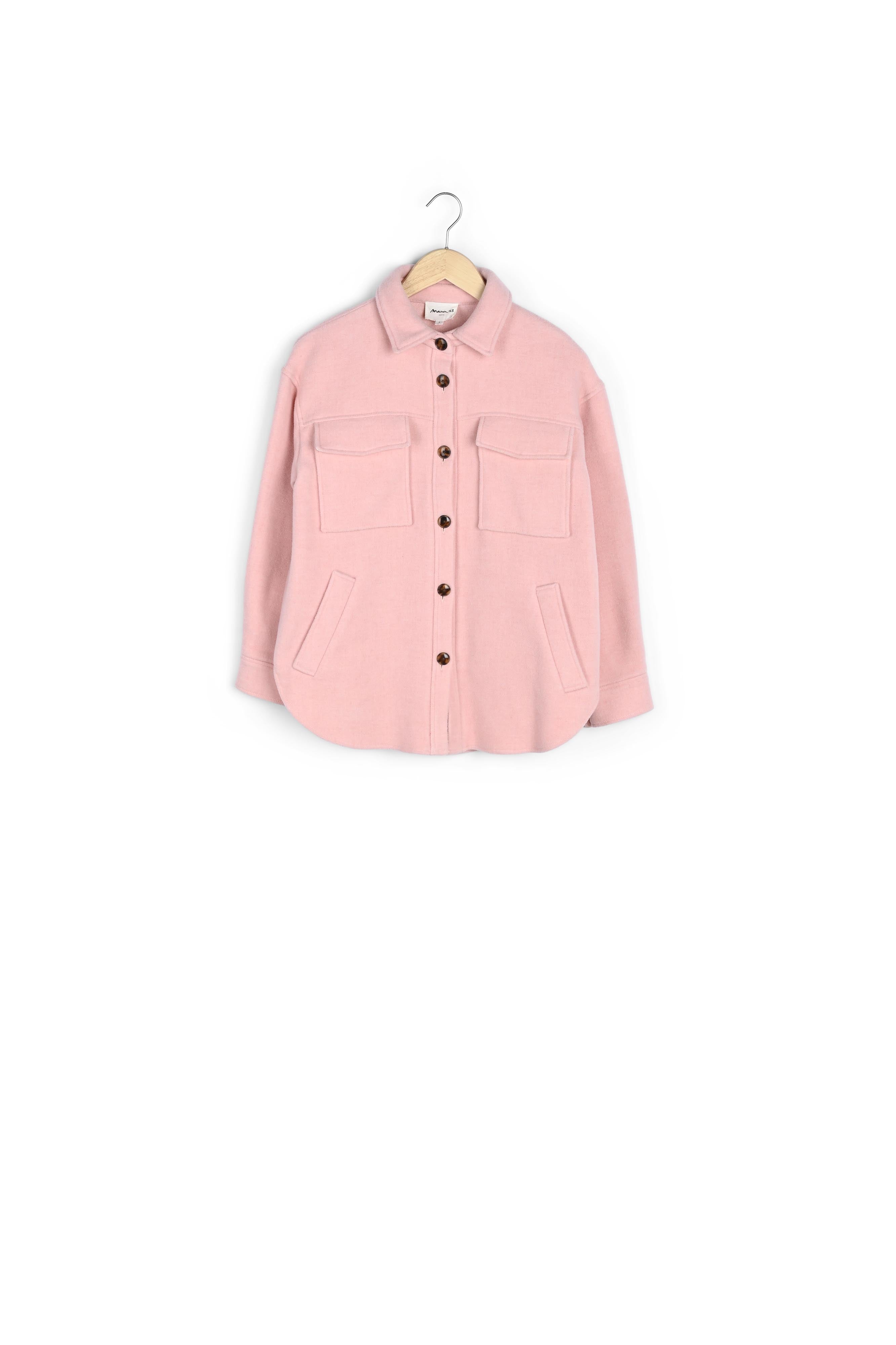 Surchemise en coton et laine XXL rose poudré Rita Faume - seconde main