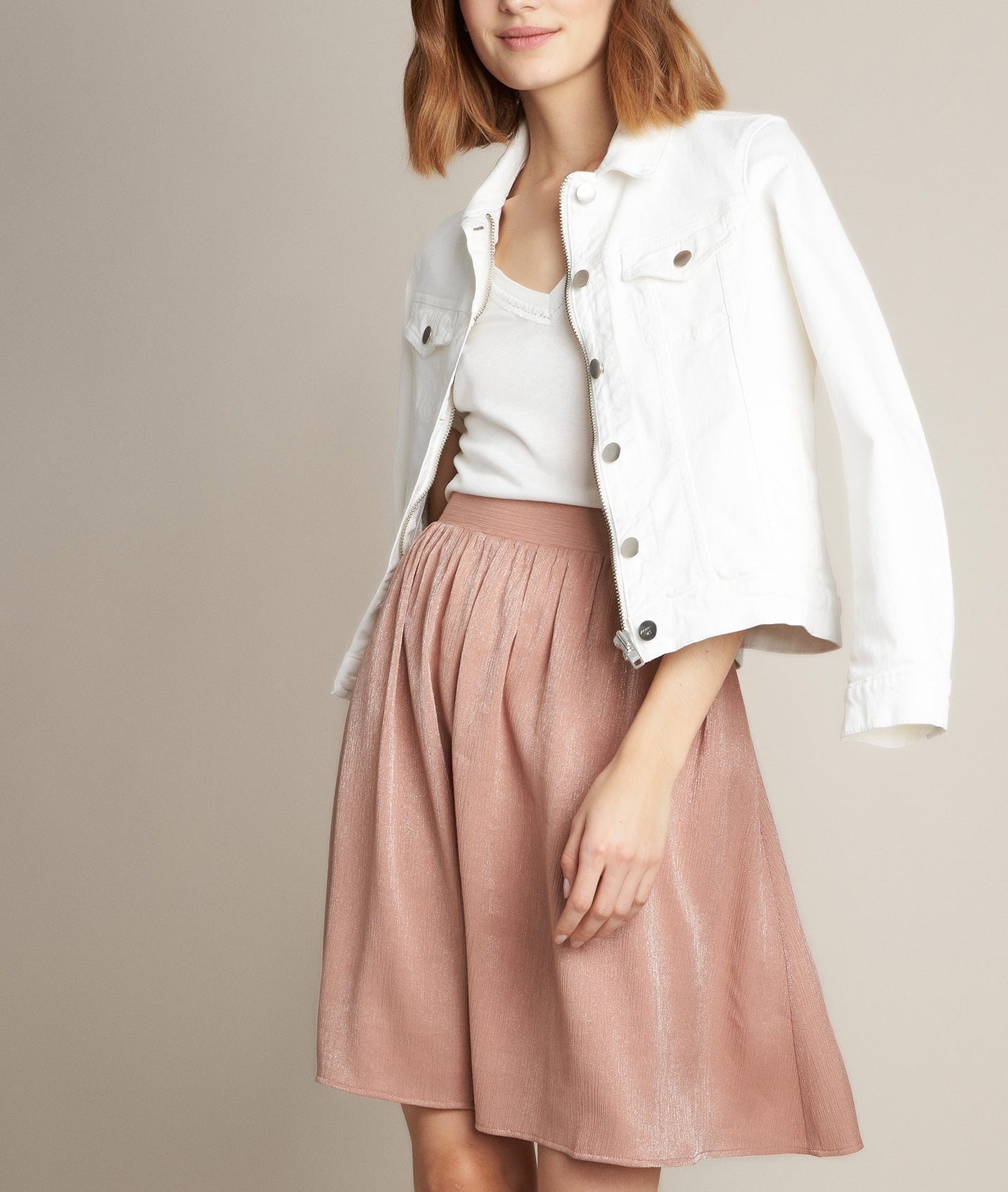 Jupe plissée brillante rose Bisou Faume - seconde main