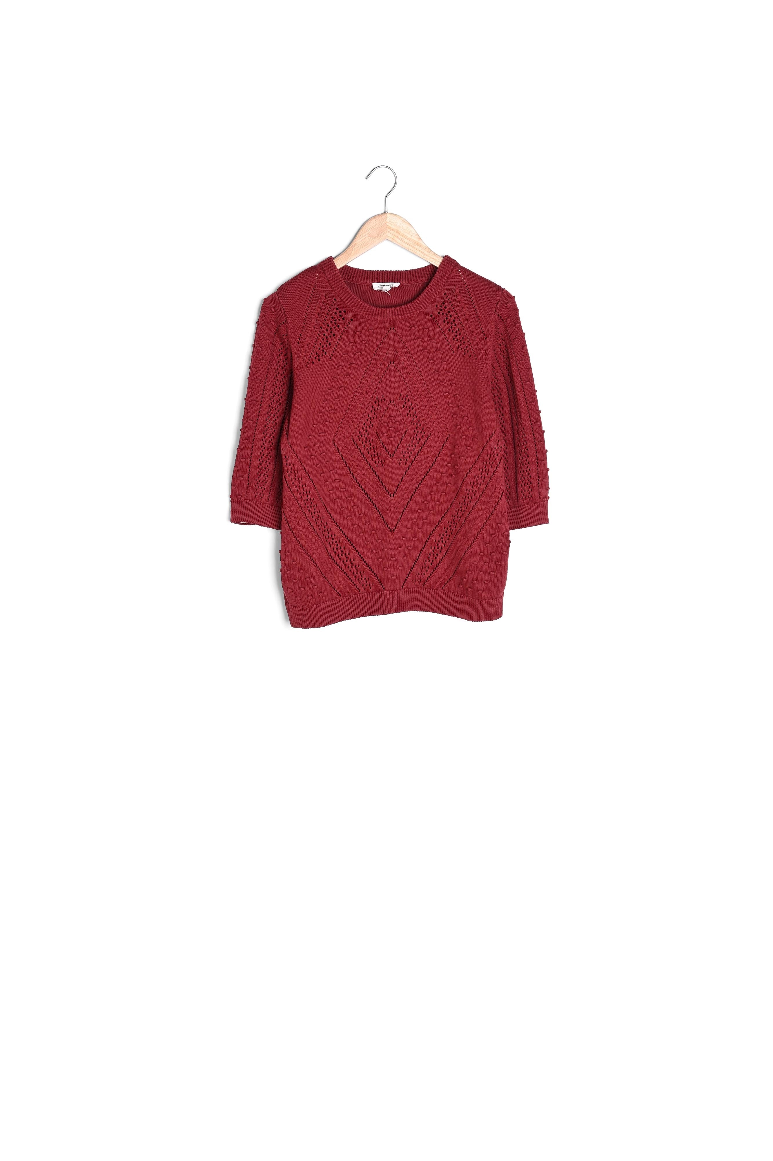 Pull texturé en coton bio rouge brique Pietra Faume - seconde main