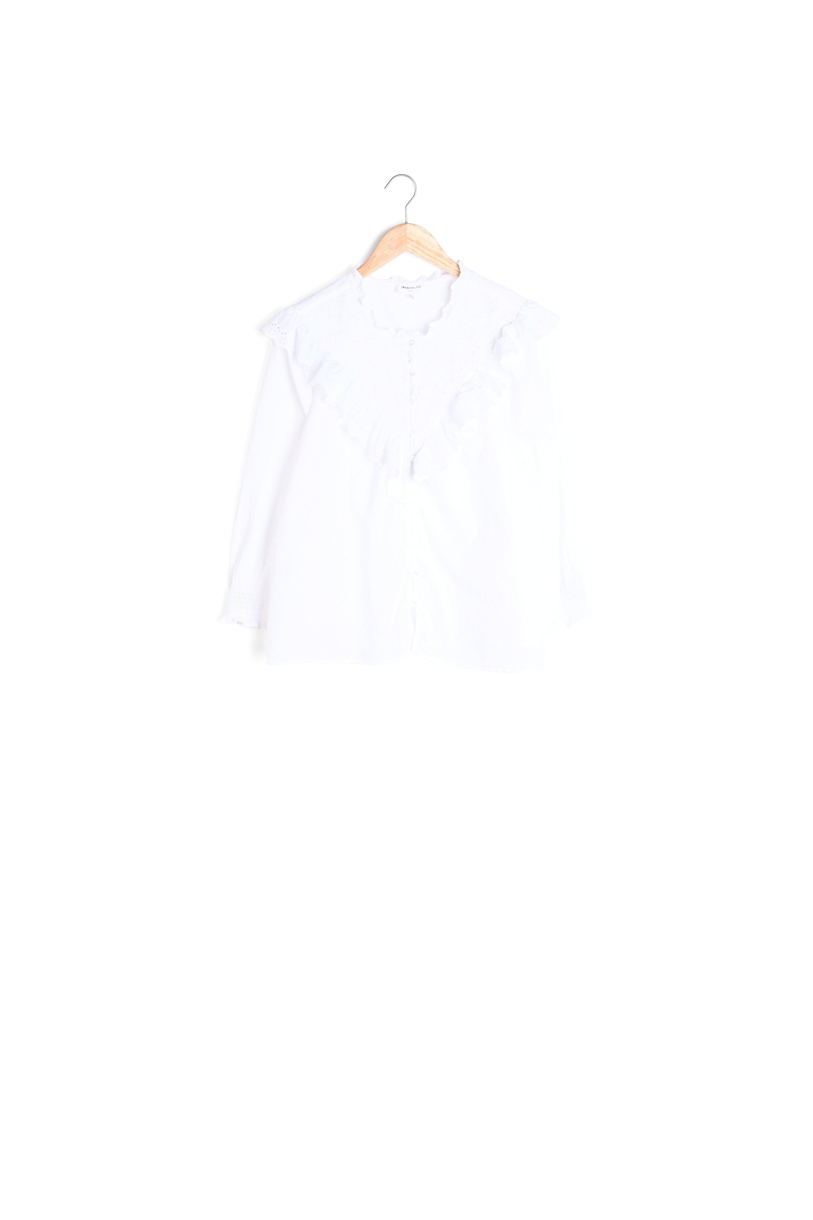 Blouse romantique en coton brodé blanc Leonor Faume - seconde main