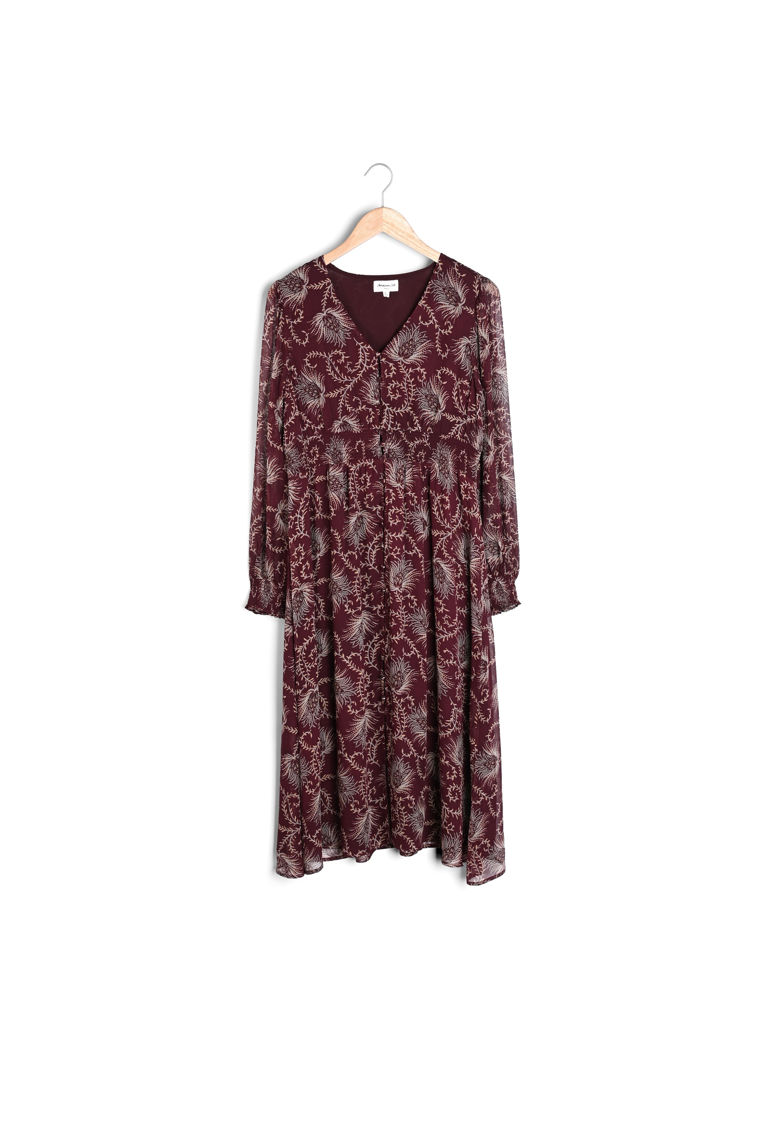 Robe mi-longue imprimée bordeaux Stecy Faume - seconde main