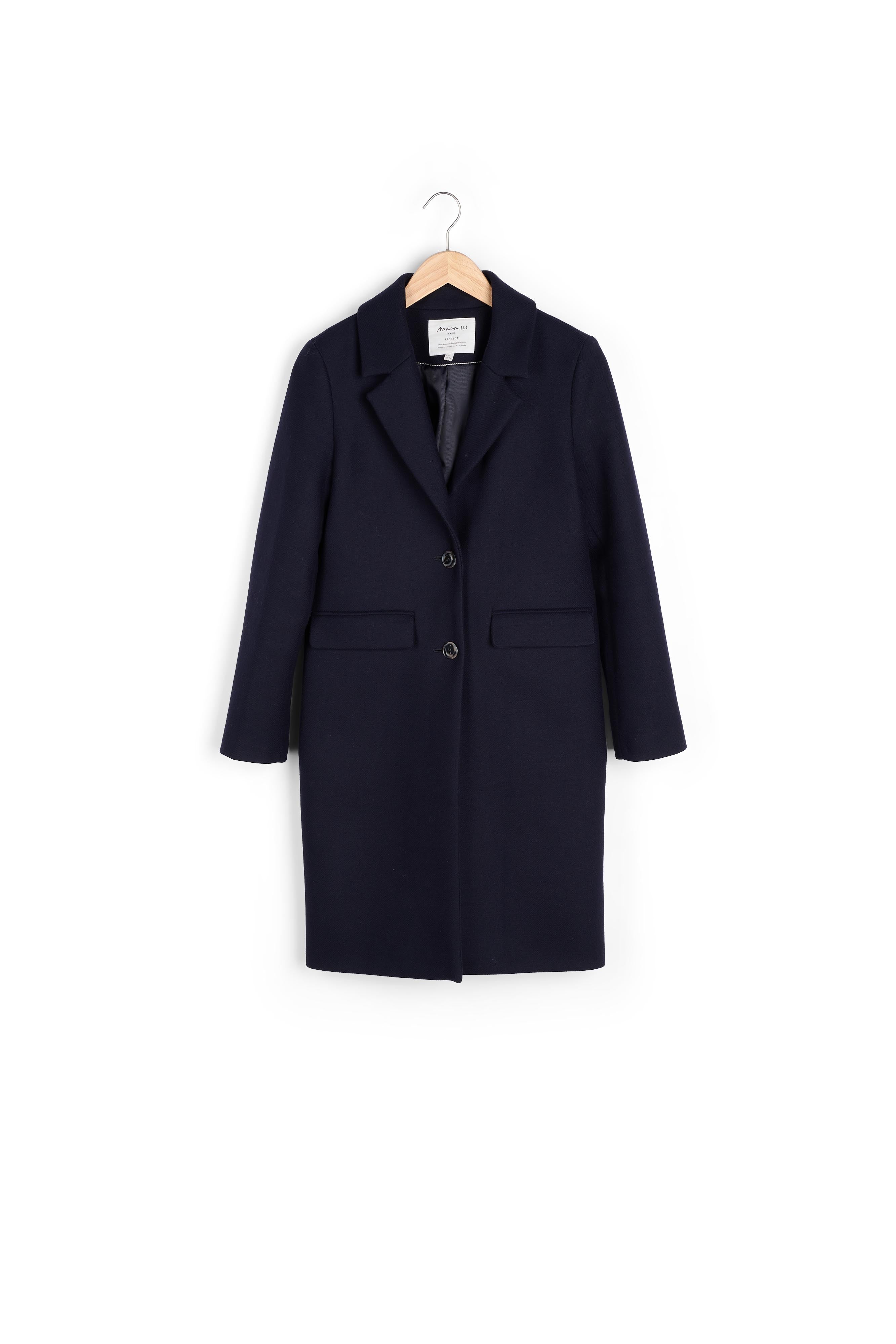 Manteau droit bleu marine Loulou Faume - seconde main