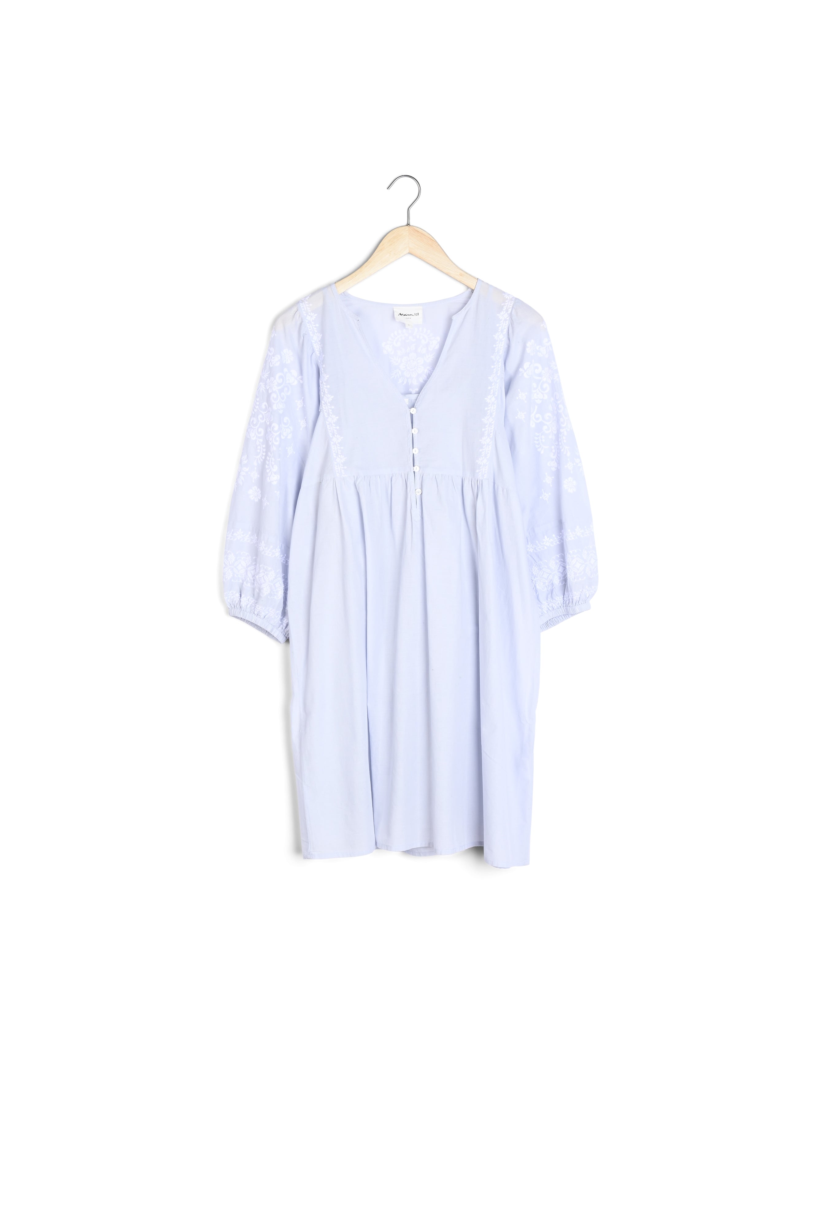 Robe courte brodée bleu pâle Samantha Faume - seconde main