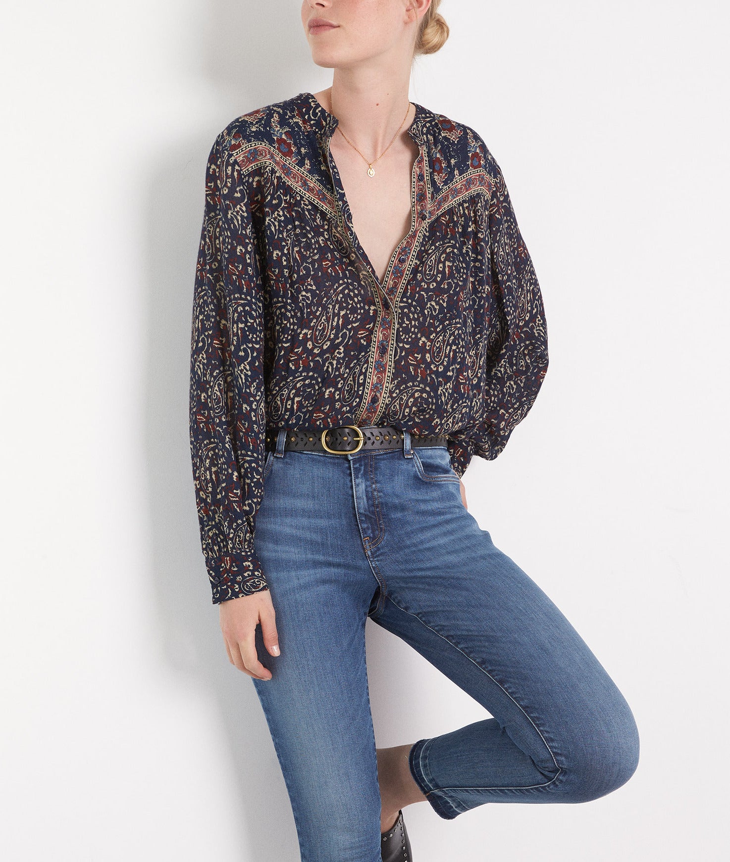 Blouse imprimée encre Cindra Faume - seconde main