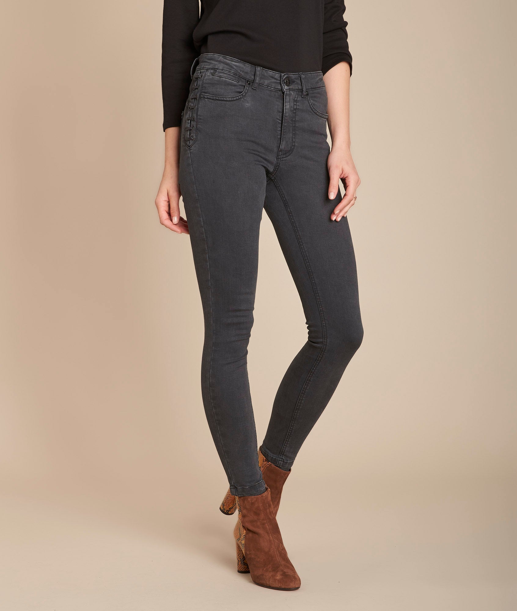 L'Audacieux skinny : jean black used Sally Faume - seconde main