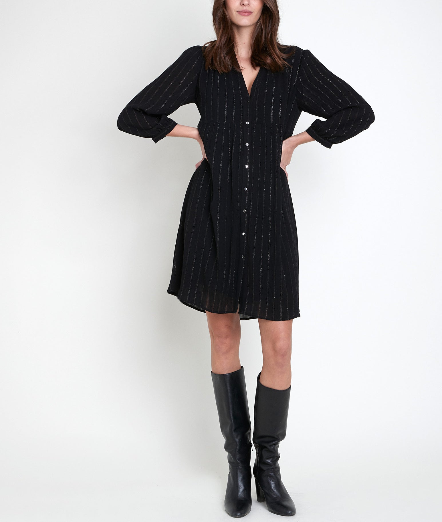 Robe chemise lurex noire Lana Faume - seconde main