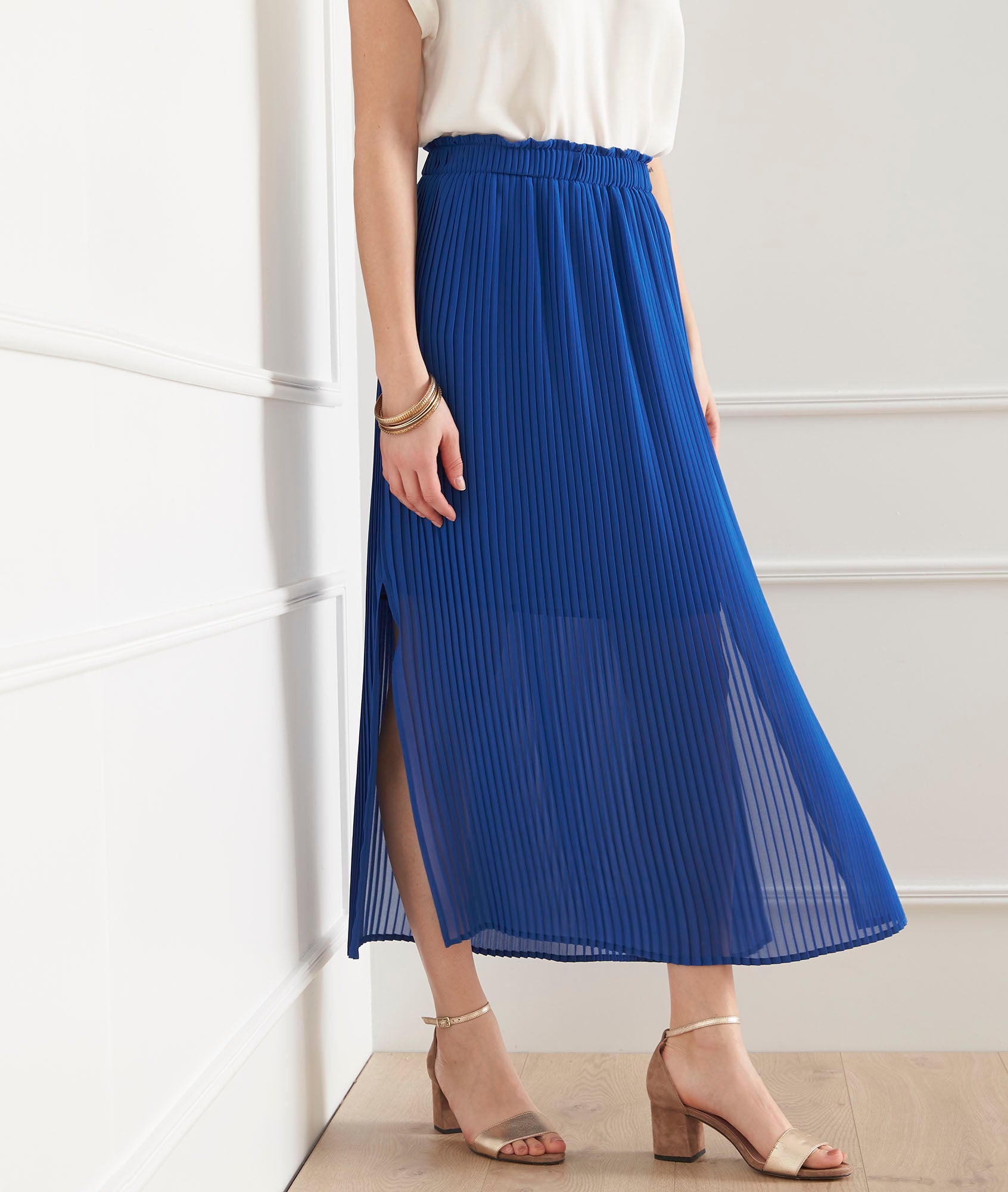 Jupe bleue plissée Sofia Faume - seconde main