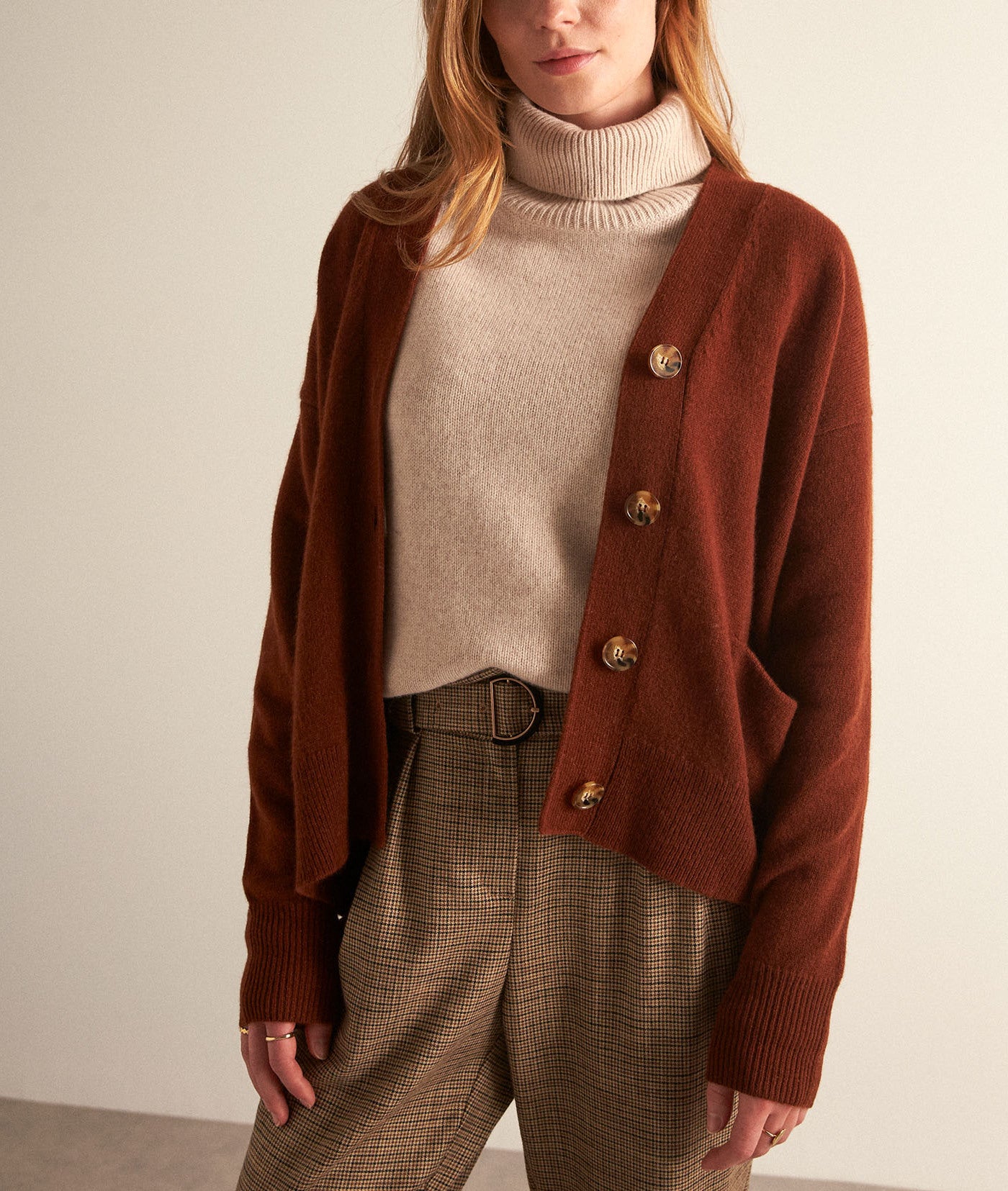 Cardigan en laine repsonsable marron Brooklyn Faume - seconde main