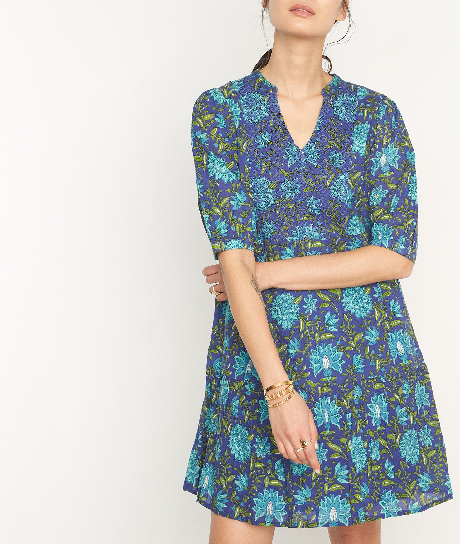 Robe courte imprimé denim brut Madeleine Faume - seconde main