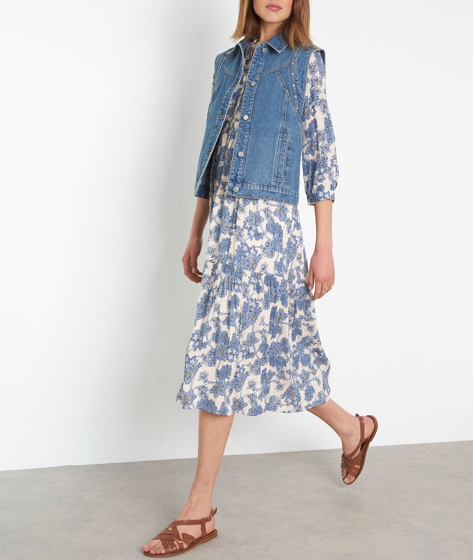 Robe longue imprimée bleu ciel Carola Faume - seconde main