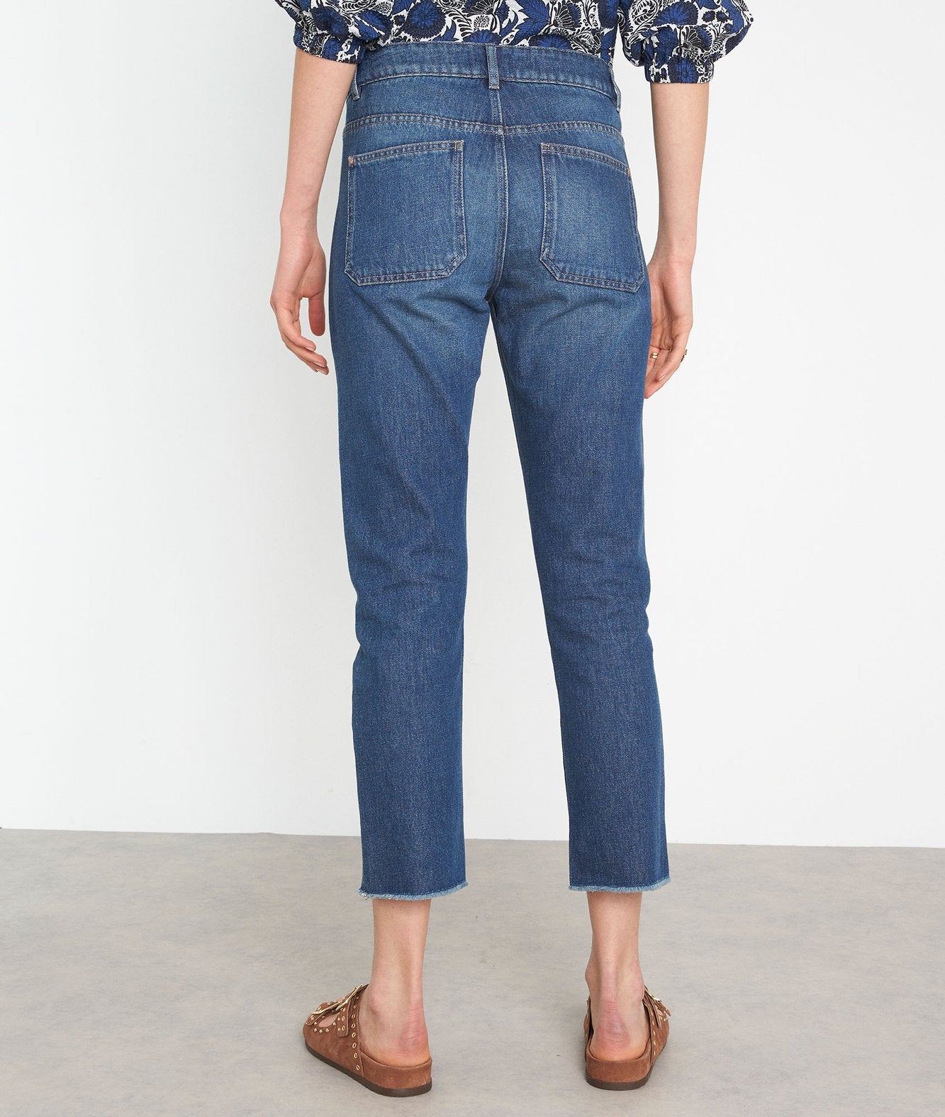 Jean droit à bords francs en coton denim brut Patience Faume - seconde main