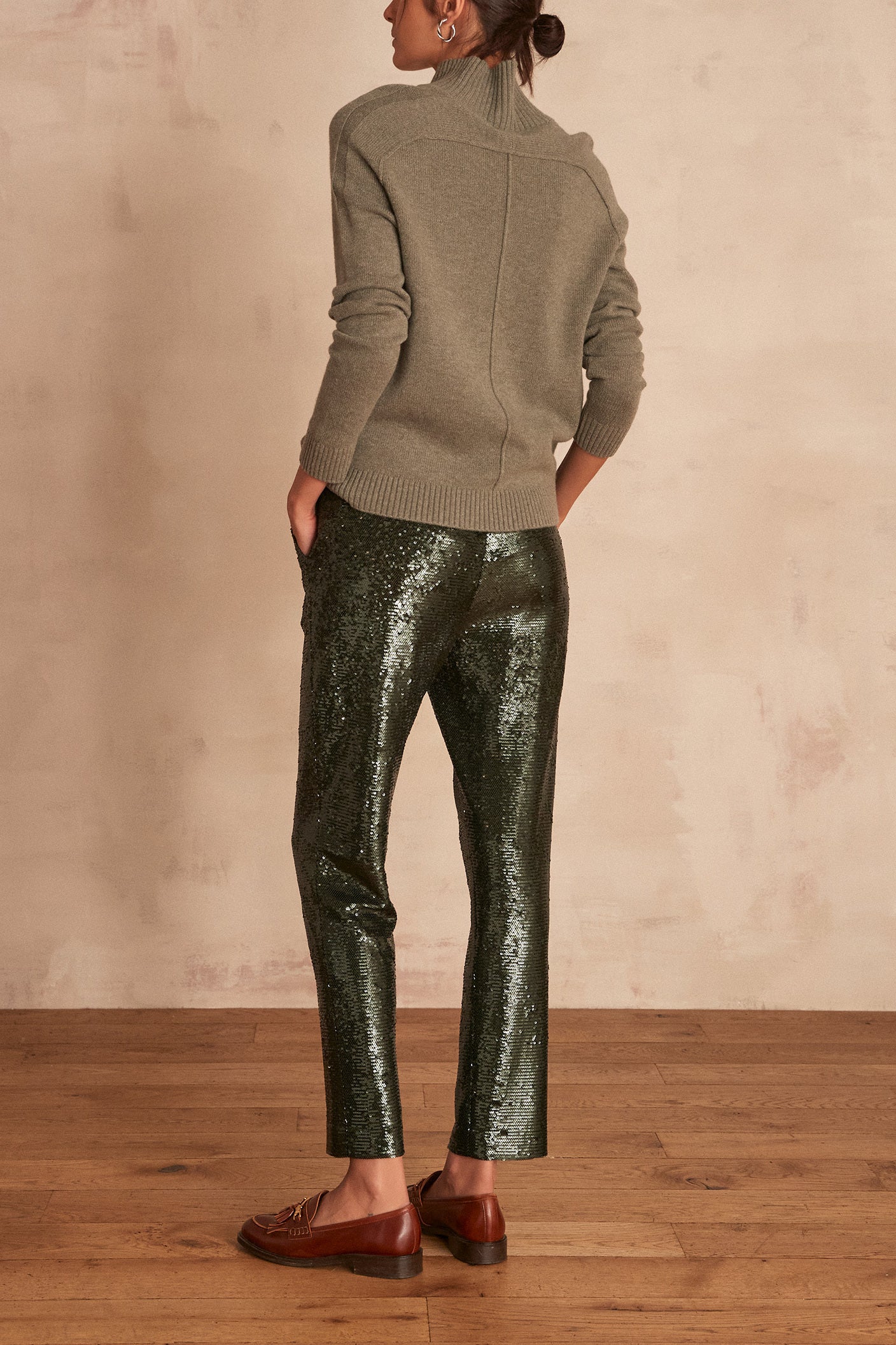 Pantalon chino à paillettes Verona Faume - seconde main