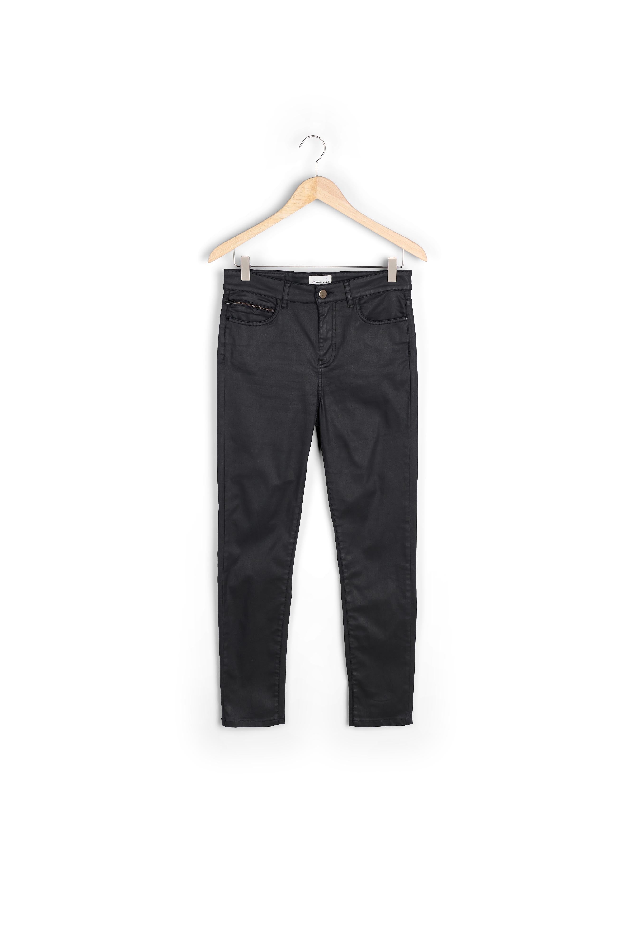 L'iconique slim en coton enduit noir Sultan Faume - seconde main