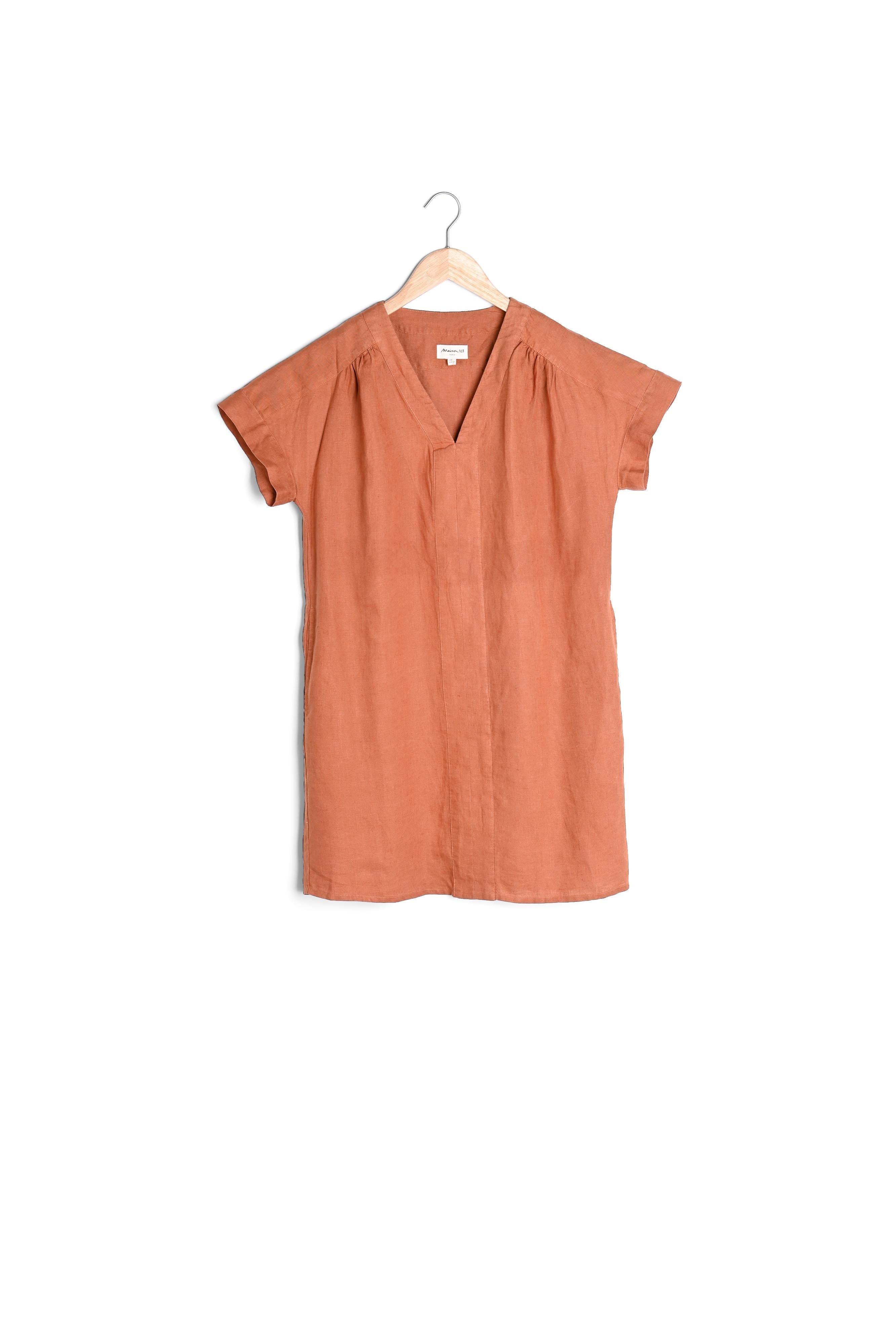 Robe courte en lin responsable bois de rose Nadine Faume - seconde main