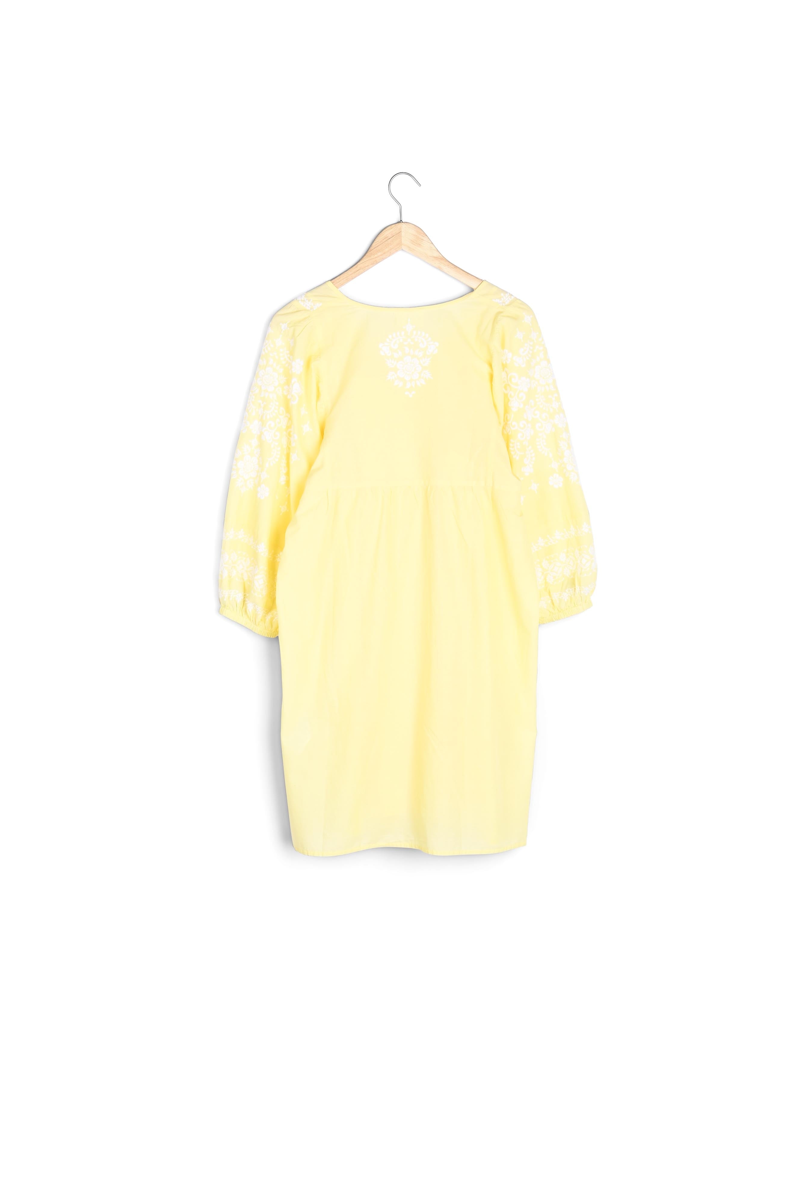 Robe courte brodée jaune pâle Samantha Faume - seconde main