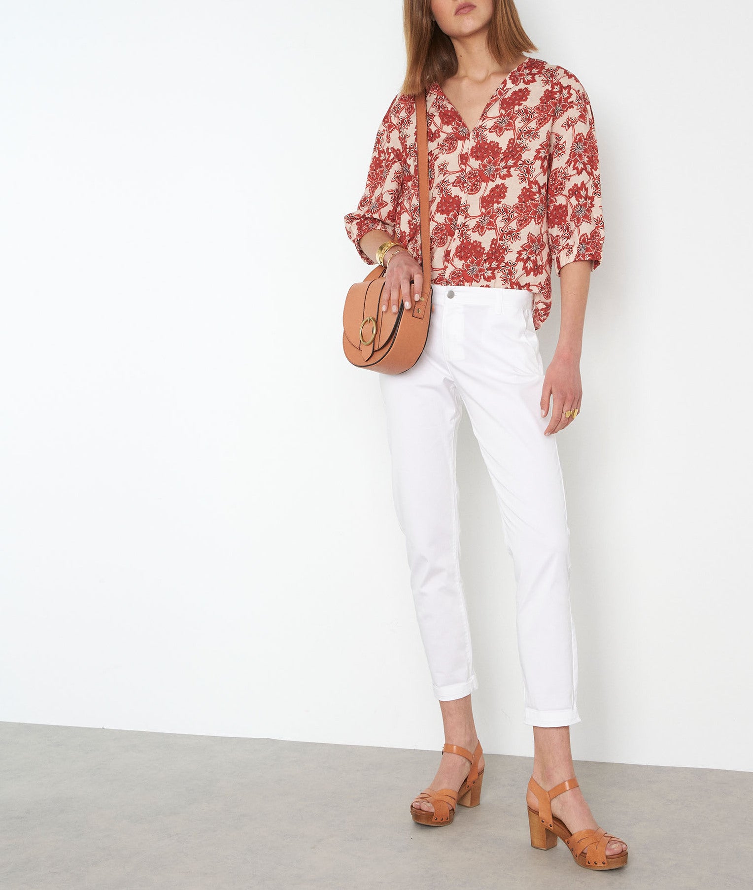 Pantalon chino en coton bio blanc Francis Faume - seconde main