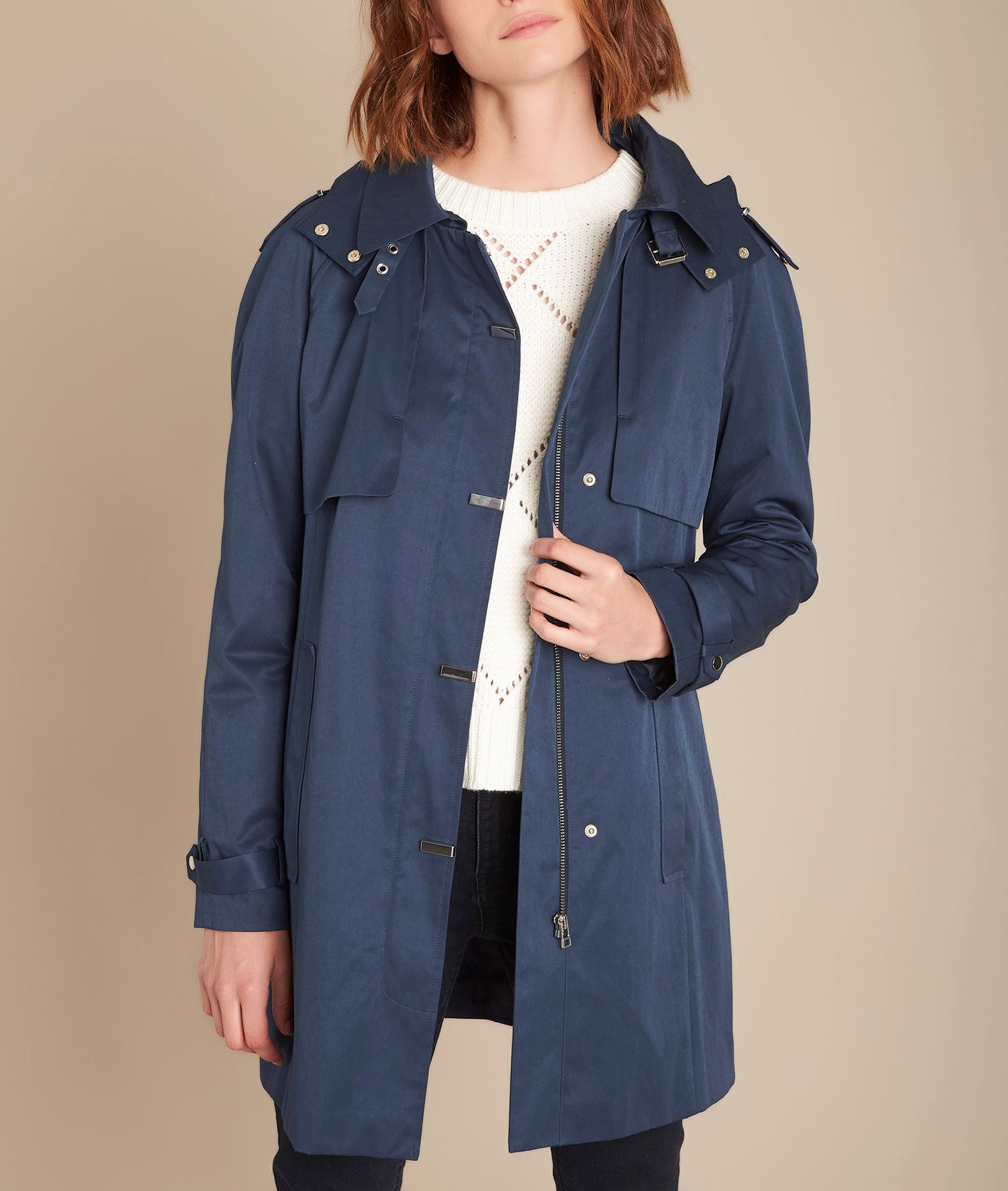 Trench à capuche marine Quesia Faume - seconde main