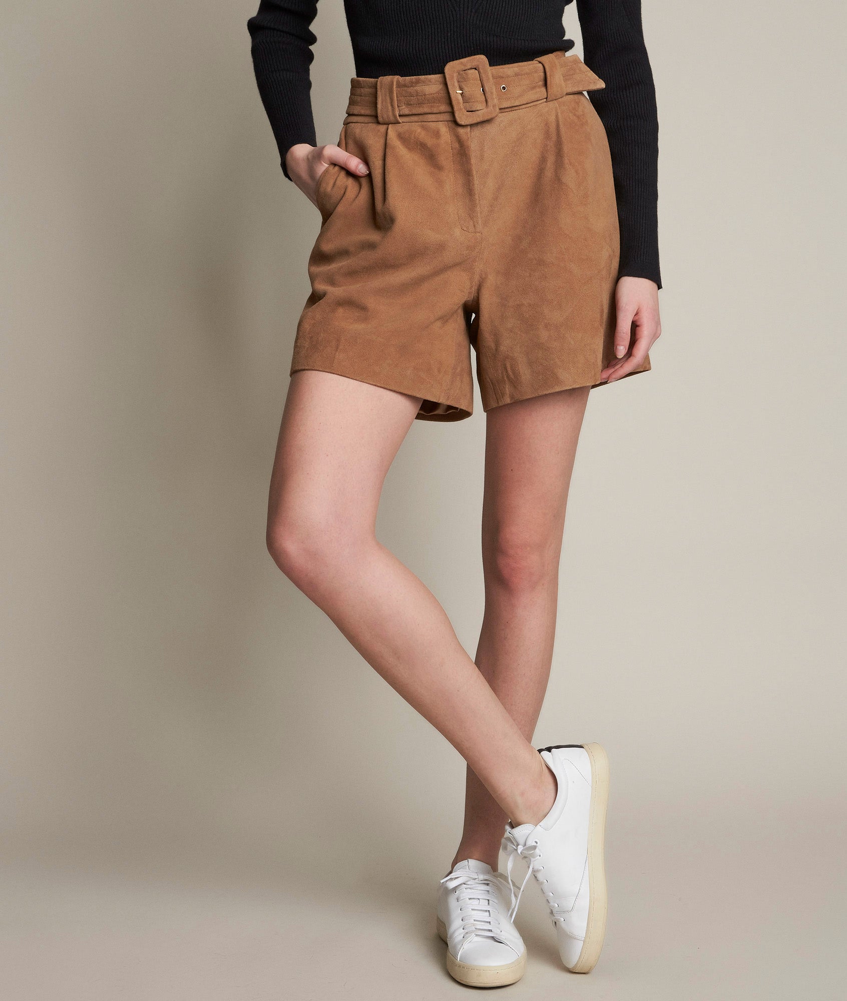Short en cuir velours Imani Faume - seconde main